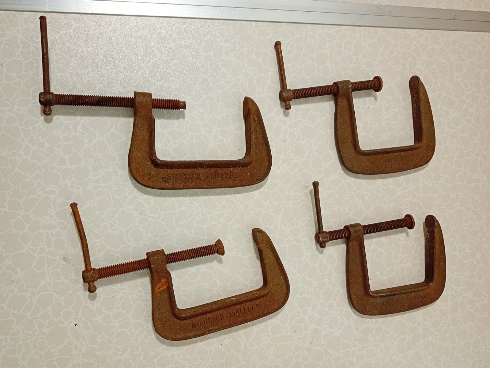 Vintage Iron C Clamps Set of 4 Standard Guilford & CT co 2 1/2in No 572