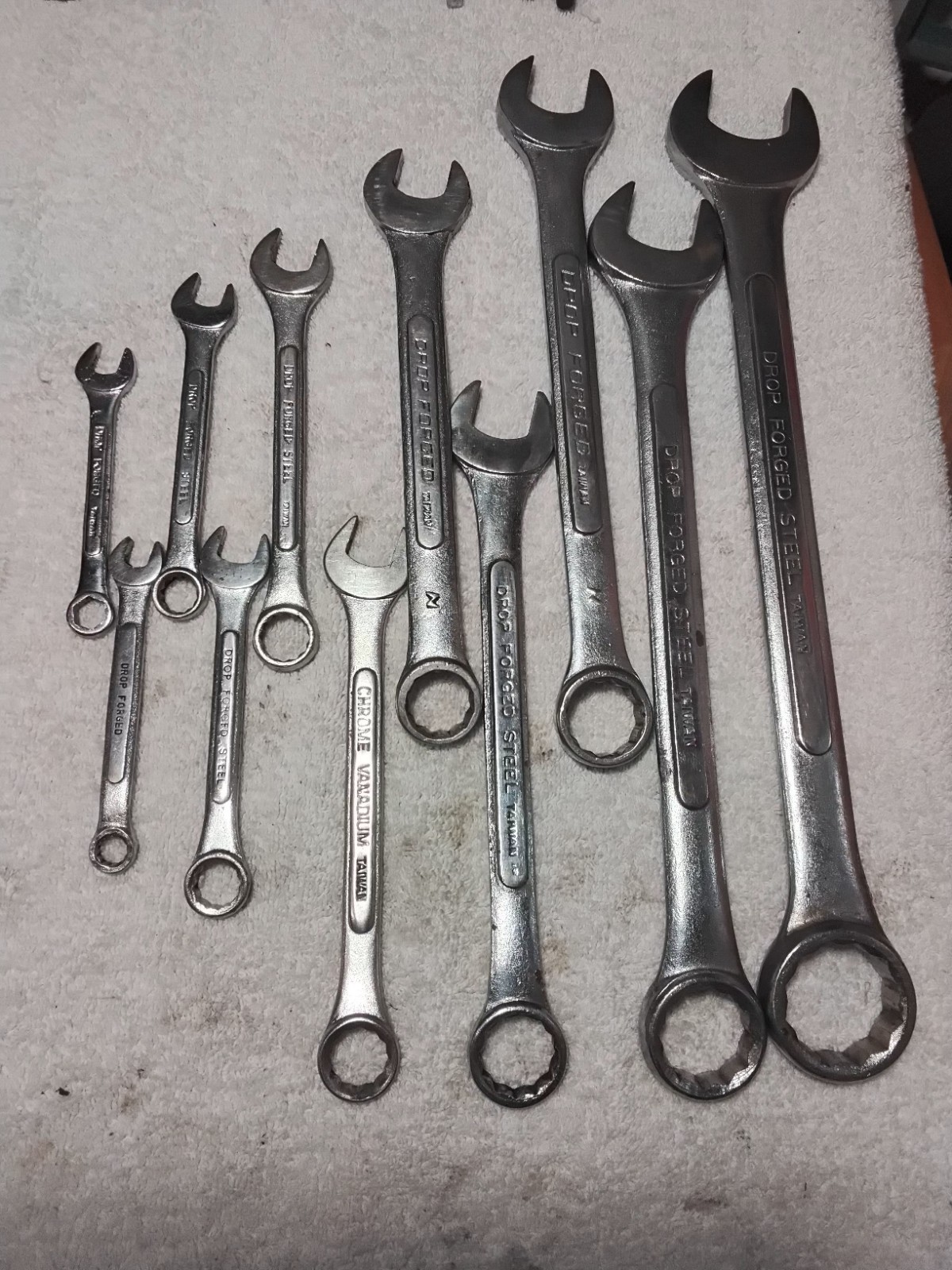 11pc DROP FORGED STEEL WRENCH SET SAE VINTAGE TAIWAN 🇹🇼