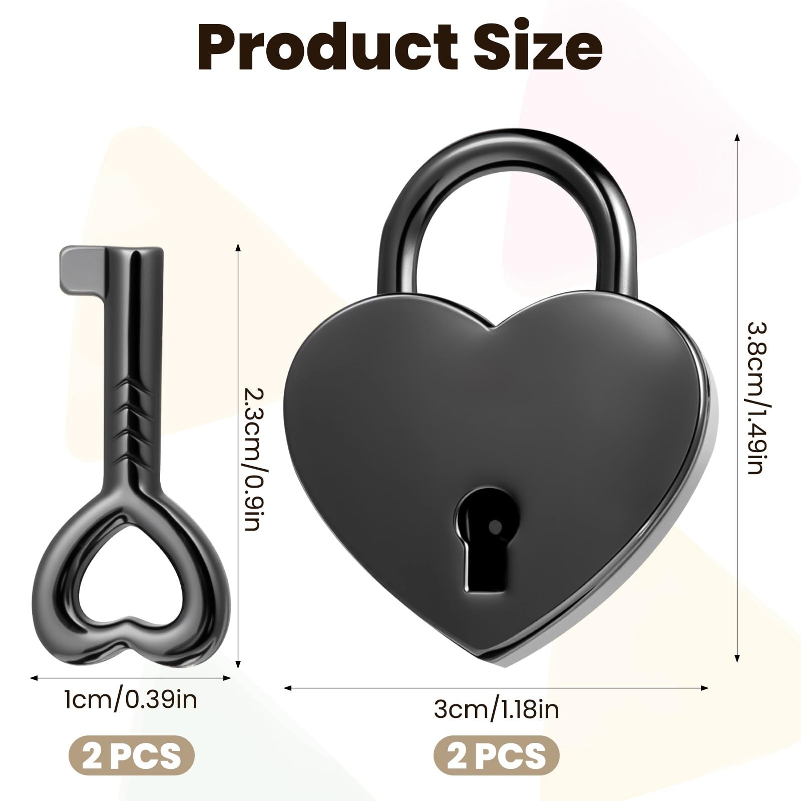 2 Pack Small Lock Heart with Key Mini Heart Shaped Padlock Metal Small Diary
