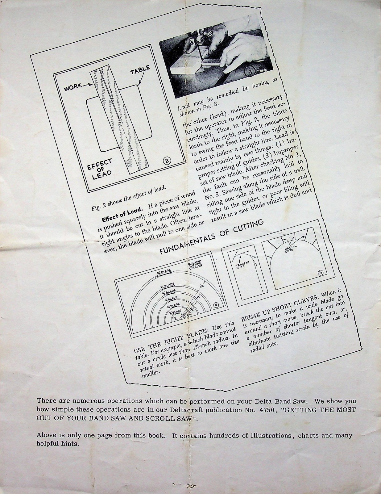 Vtg 1965 Delta Rockwell 10″ Band Saw No. 28-100 Owner’s Manual (6 Pgs.)