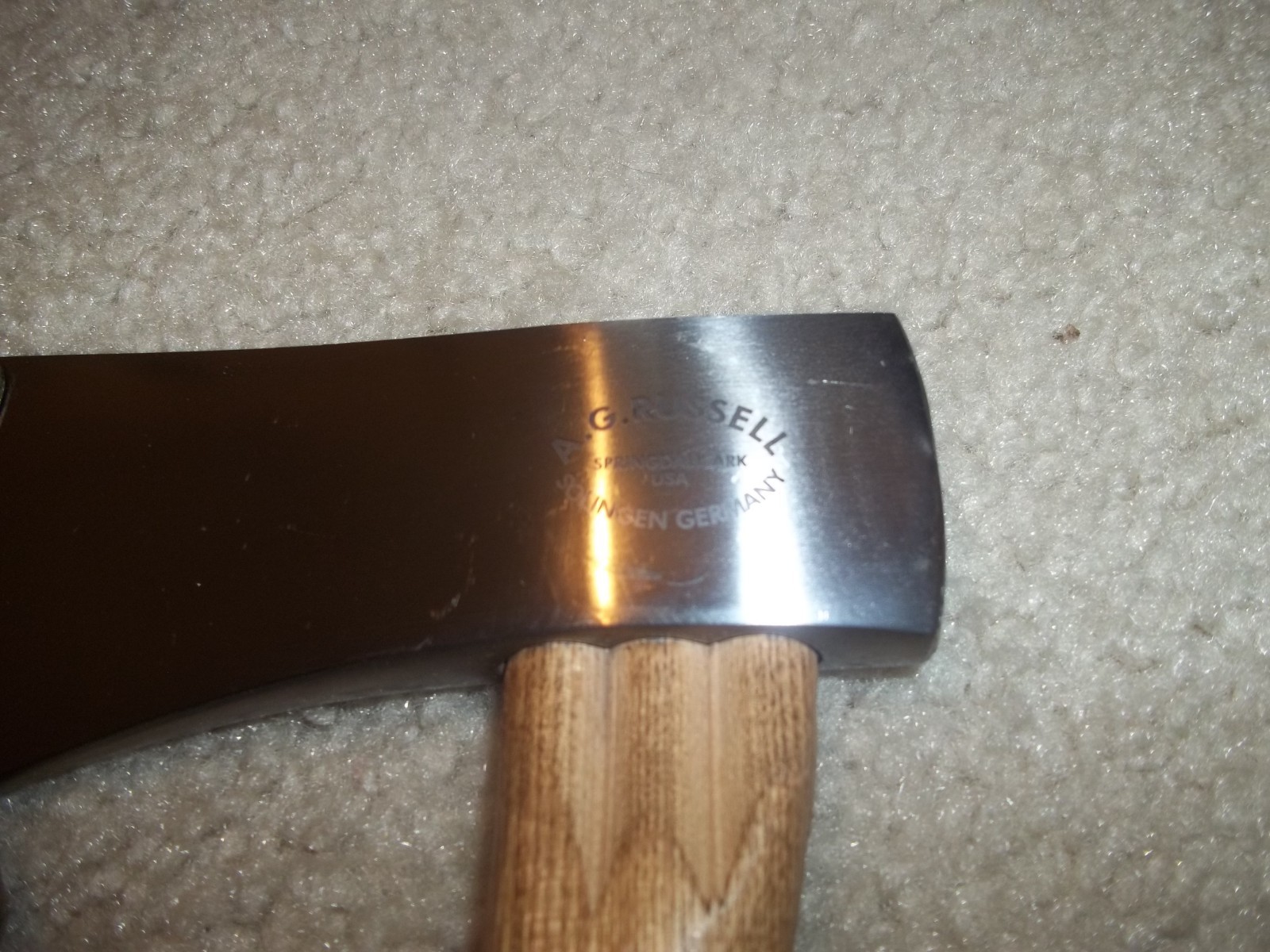Vint. A G Russell Solingen Germany Safety Hatchet w/Blade Guard Excellent Cond.