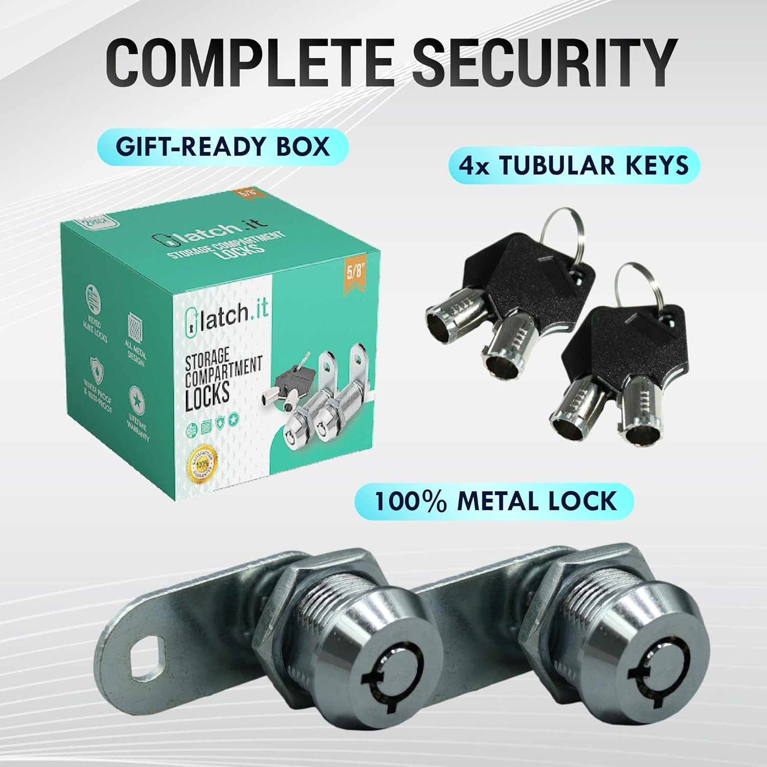 5/8” RV Storage Locks | 2-Pack RV Compartment Locks | 100% Metal RV Locks for St