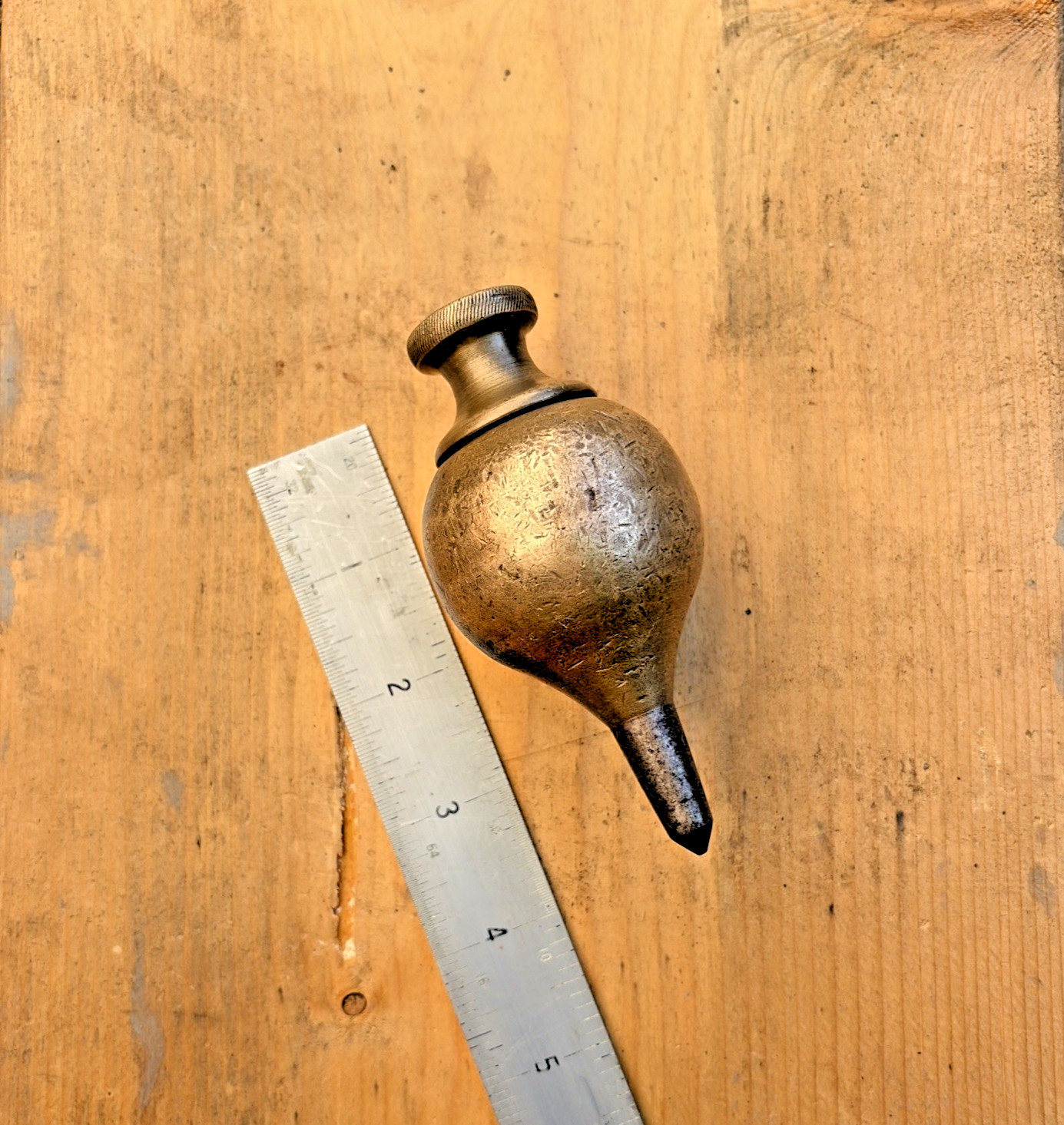 Vintage / Antique Large Solid Brass & Steel Plumb Bob 700g (24.6oz )