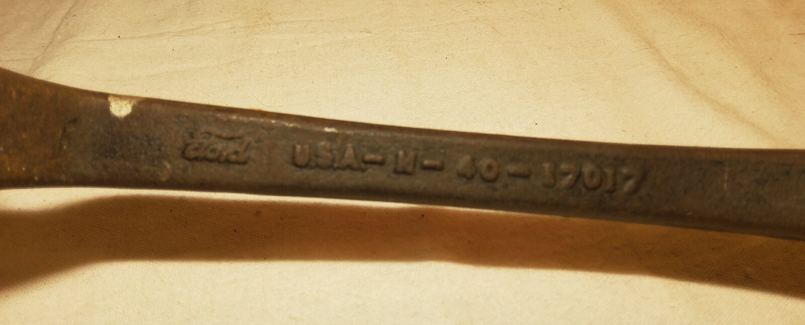 2 ANTIQUE FORD MARKED CAR WRENCHES USA-M-40-17017 & USA-M-01A-17017 ABOUT 9.5″LG