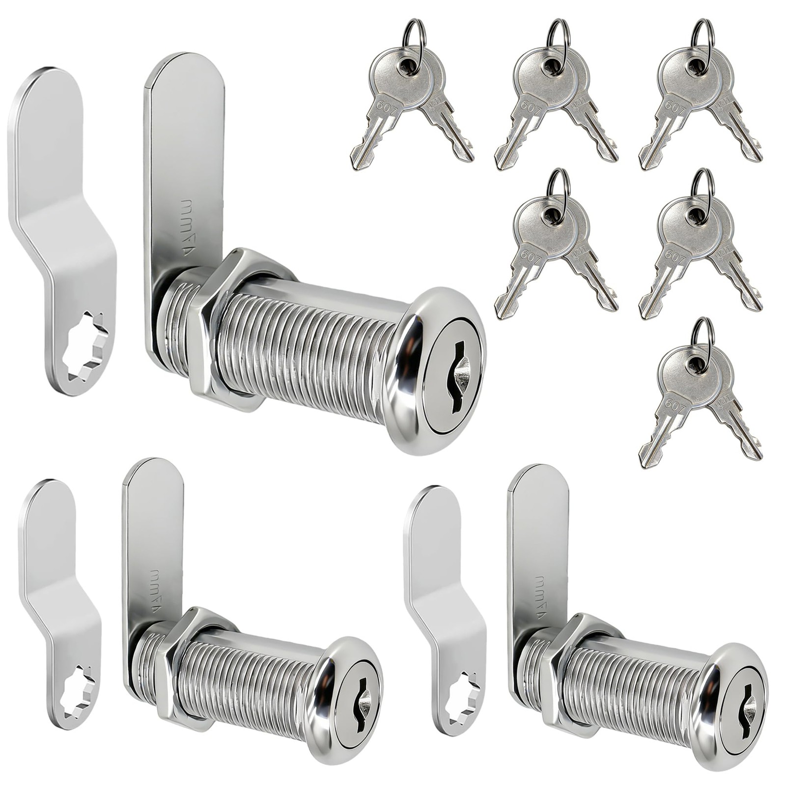 3 Packs Cabinet Locks with Keys 1-1/2″ Long Cam Lock keyed Alike Tool silvery
