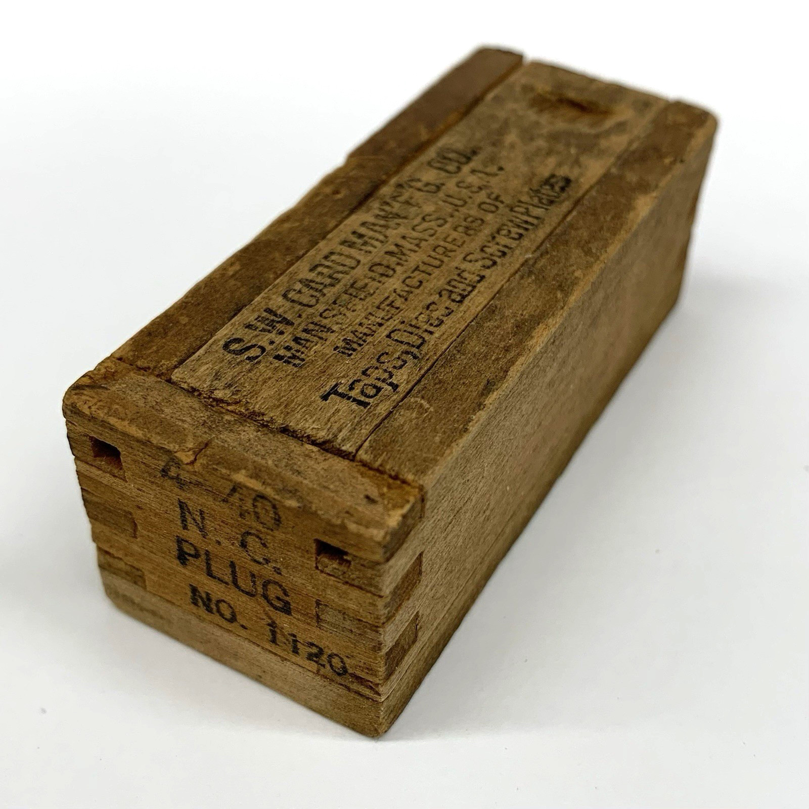 Vintage S W Card Manufacturing Co USA Tiny Wood Box With 3 Tiny Drill Bits