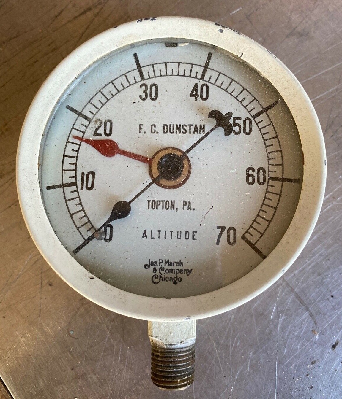Jas P Marsh & Company Chicago Altitude Gauge 3″ with Box Steampunk