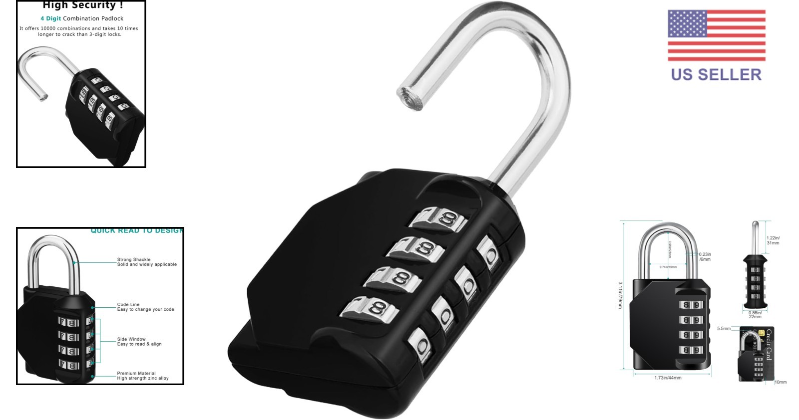 Secure 4-Digit Combination Lock – Weatherproof Outdoor Padlock for Gym & Garden