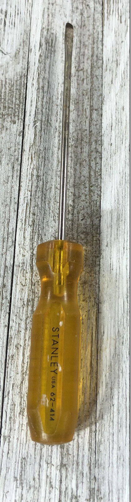 VTG Stanley Flat Head Screwdriver 10” Orange Acetate Plastic Handle
