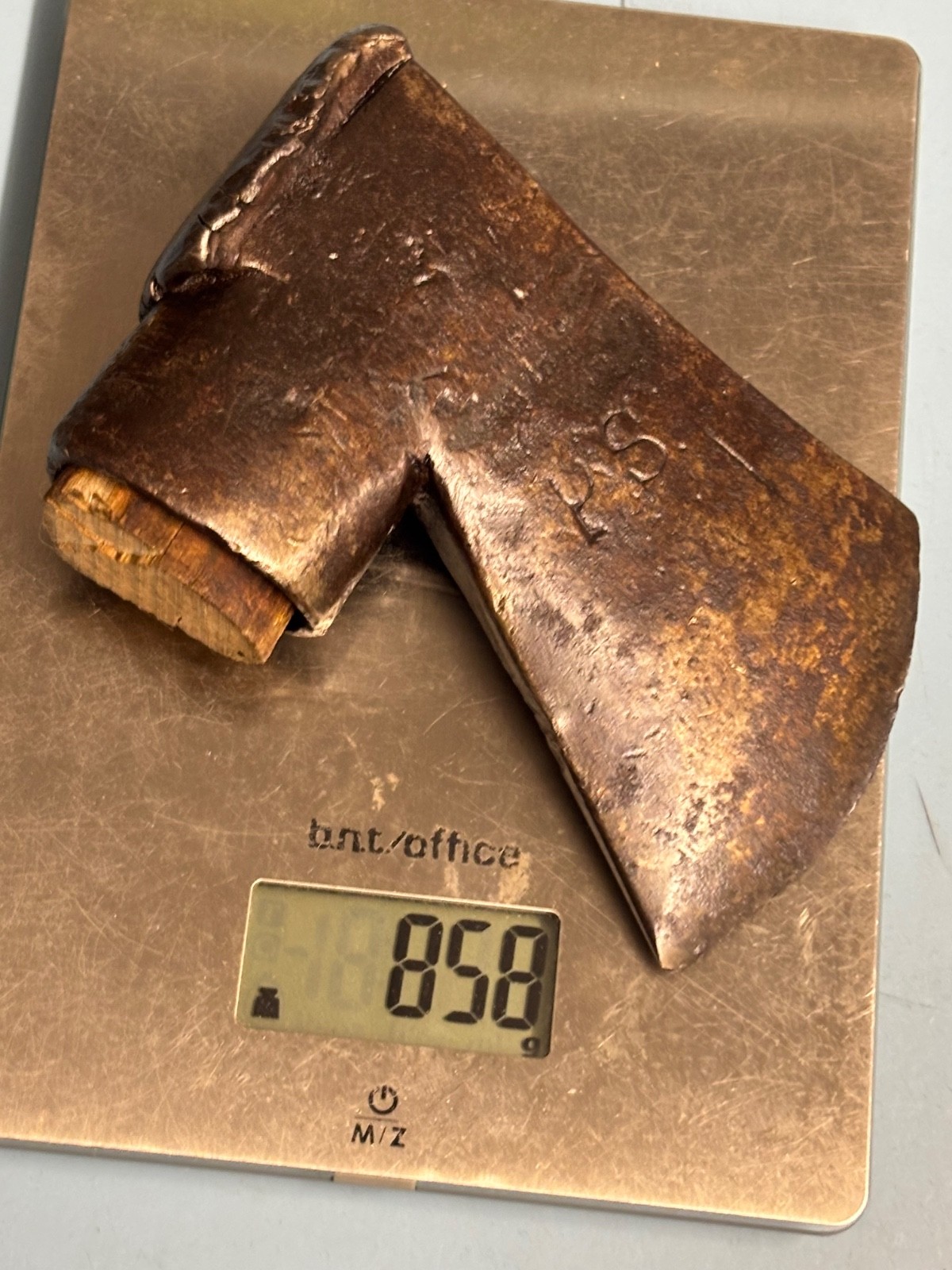 Antique Dual Stamped Collared Axe Head PS / HN 0.8 kg / 1.76 lb Swedish Collared