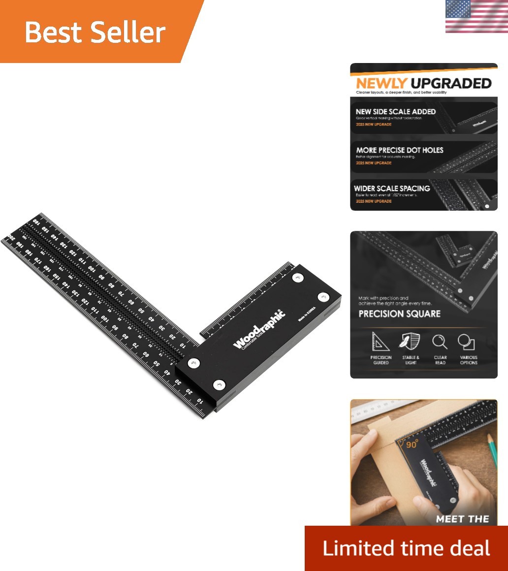 Compact 200mm Precision Square – Lightweight Aluminum Tool for Carpenters