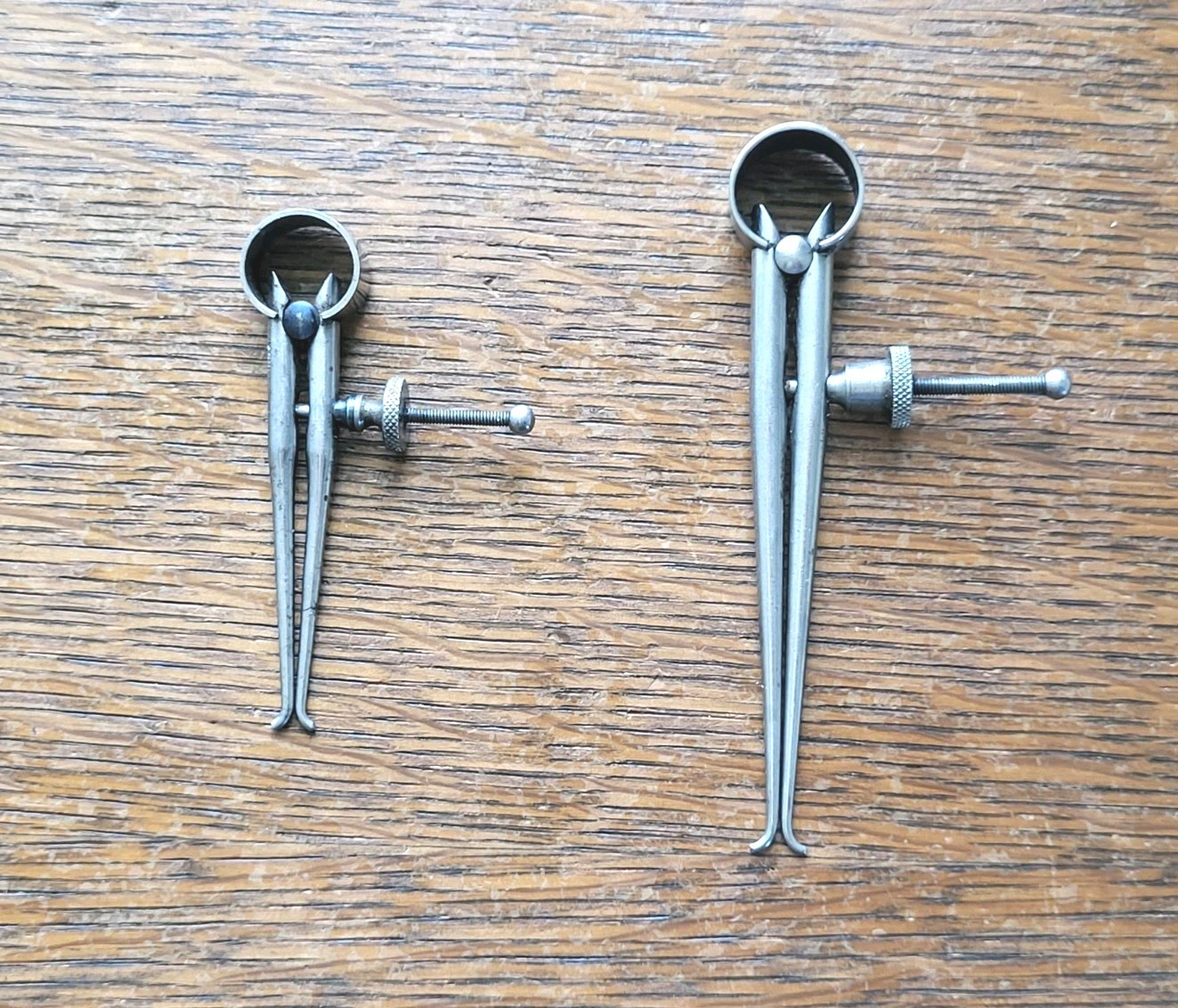(2) Vintage Round Leg Inside Calipers – Goodell-Pratt 2″ & Lufkin Rule 3 1/2″