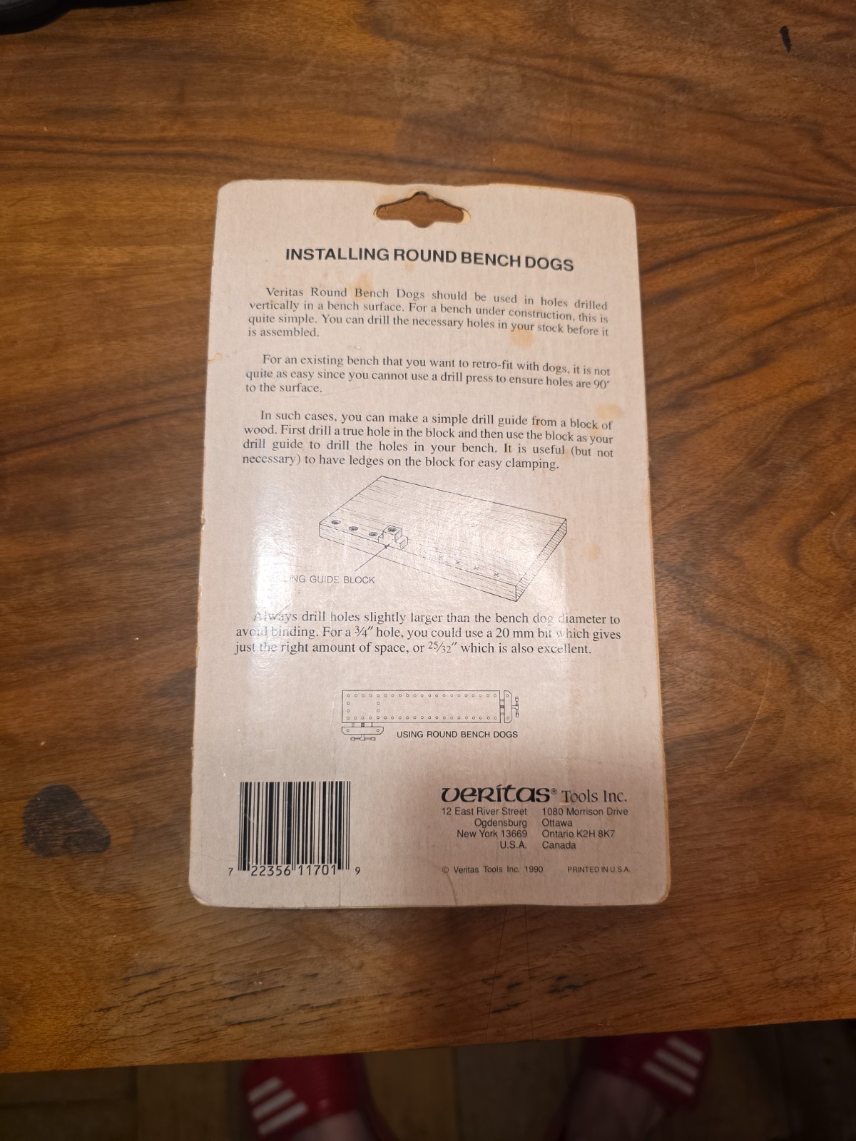 2 Veritas 3/4 Round 4 3/8″ Long Brass Bench Dogs For Woodworking Made in Canada