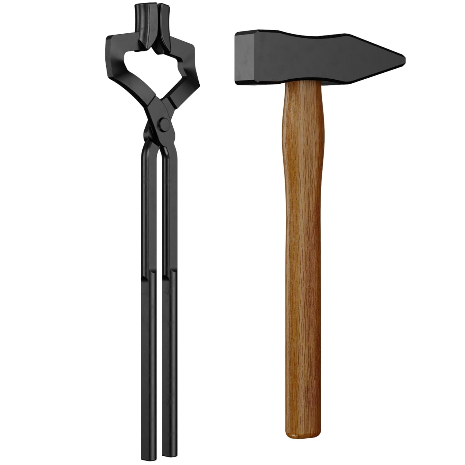 17″ Carbon Steel Blacksmith Tongs Set – 2-Piece Forging Tools for Craftsmen