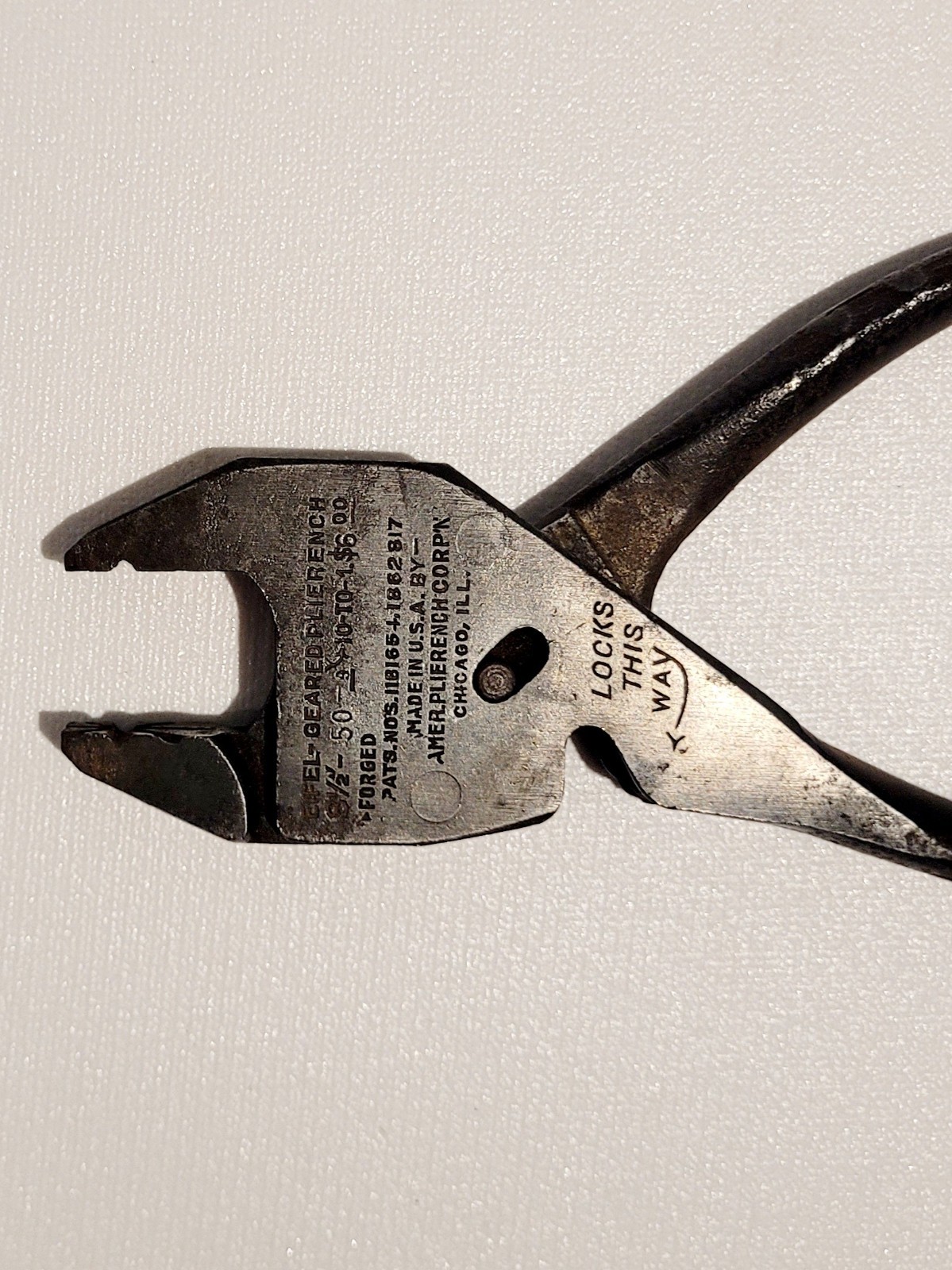 VTG EIFEL GEARED PLIERENCH MADE USA-AMER PLIERENCH CORP-FORGED-8 1/2″