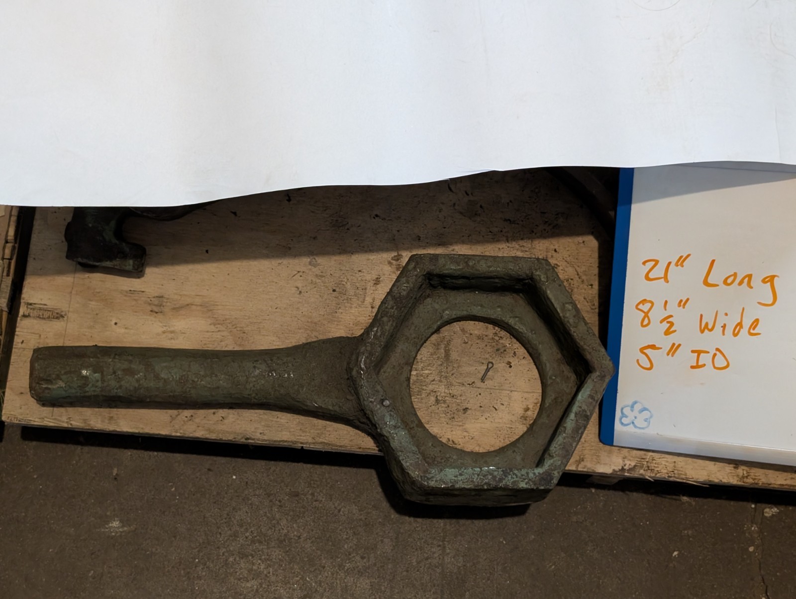 Heavy-Duty Vintage Box-End Wrench, Possibly for Fire Hydrant or Machinery, 6-5/8