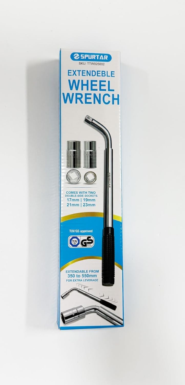 Spurtar Telescoping Lug Wrench Extendable Wheel Brace Telescoping, Silver