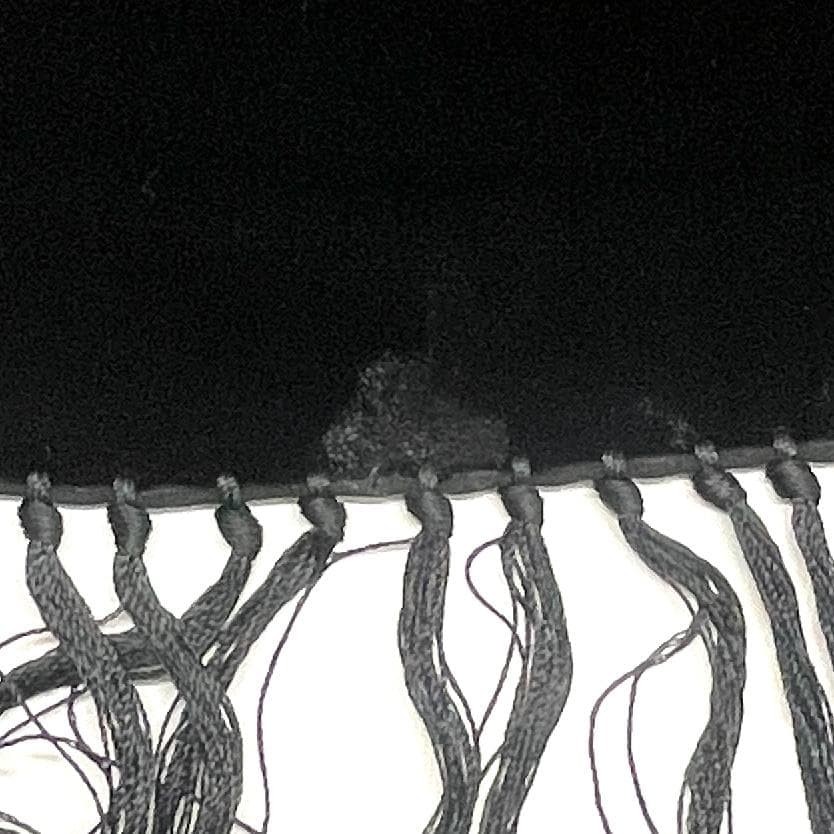 Yves Saint Laurent Scarf Velvet Fringe 190cm x 51cm Black Beige Used