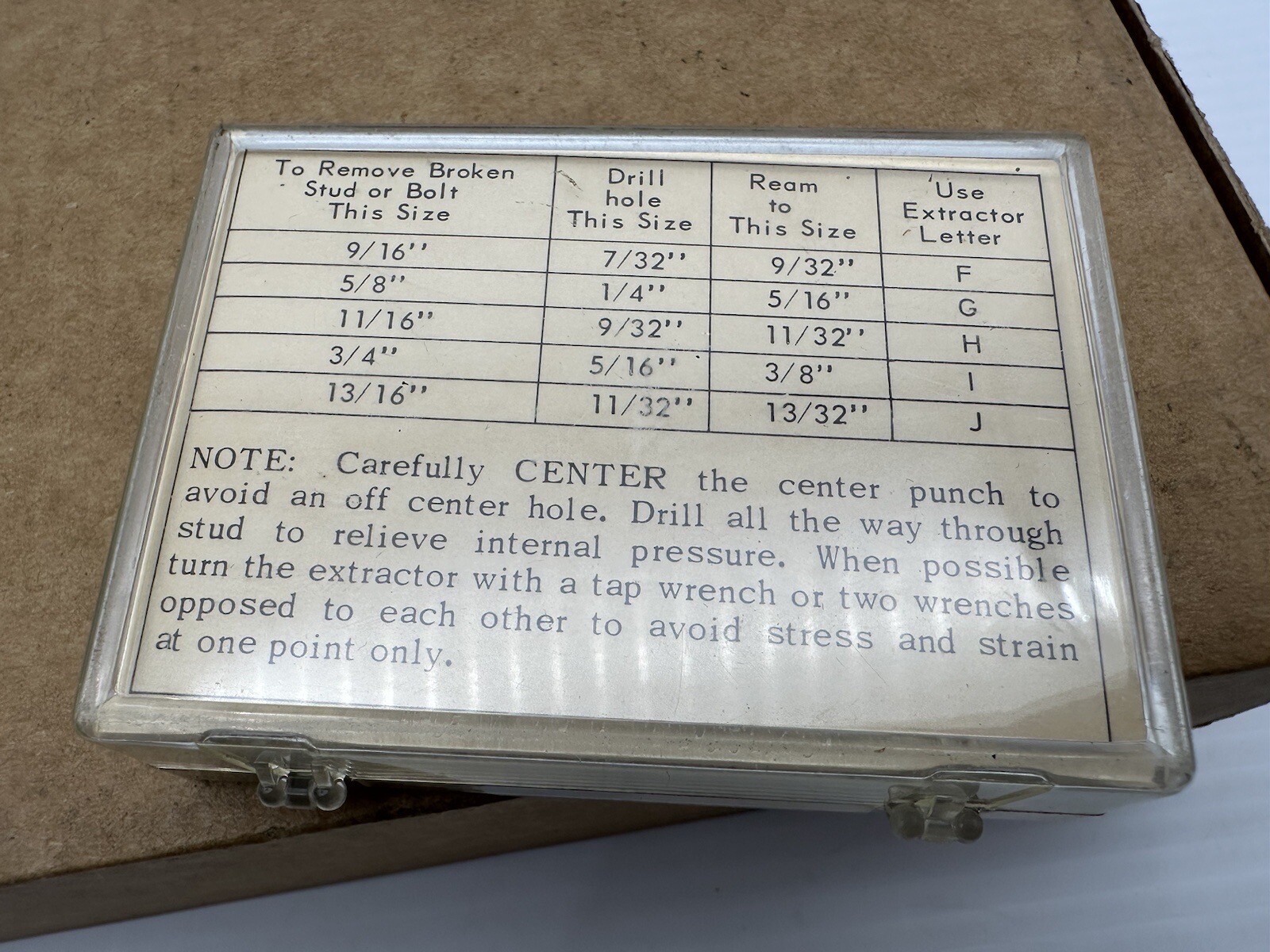 VTG CAL-VAN WEDGE PRUF EXTRACTOR 5 PIECE SET #440 – FOR BOLTS SIZE 9/32″-13/32