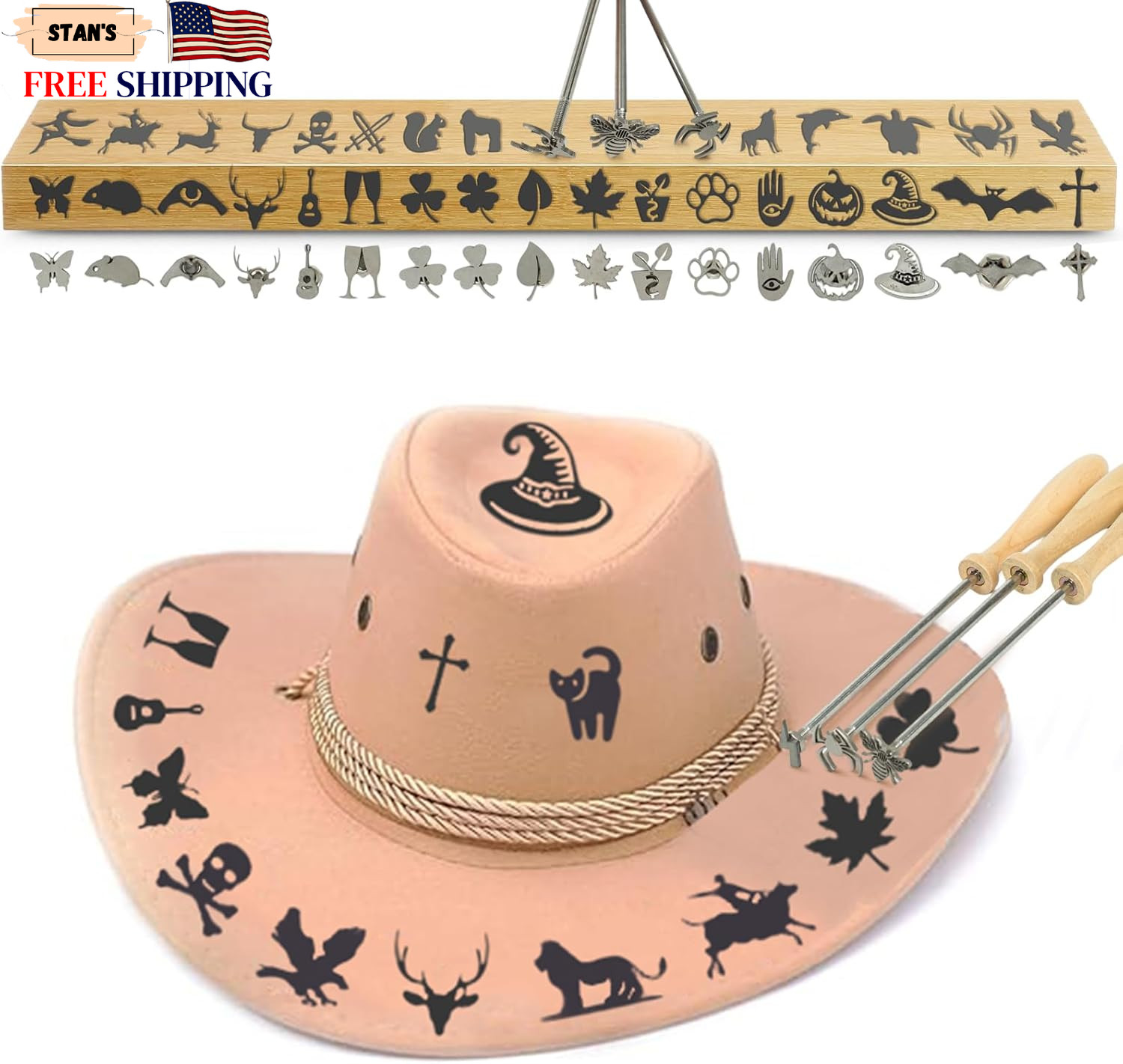 AKLOZYX 1 Inch 104 Pcs Branding Iron Set for Wood and Leather Black and Silver