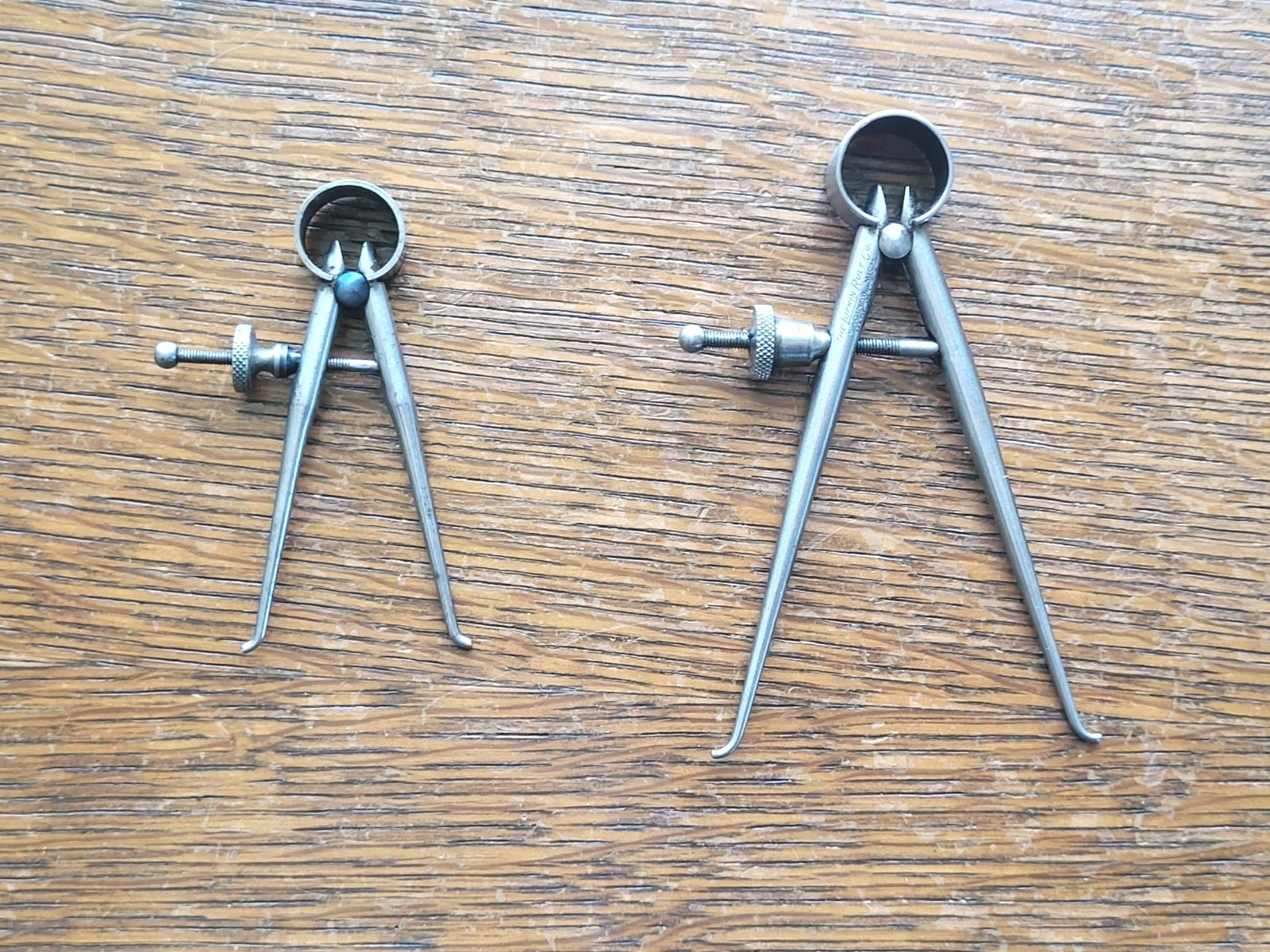 (2) Vintage Round Leg Inside Calipers – Goodell-Pratt 2″ & Lufkin Rule 3 1/2″