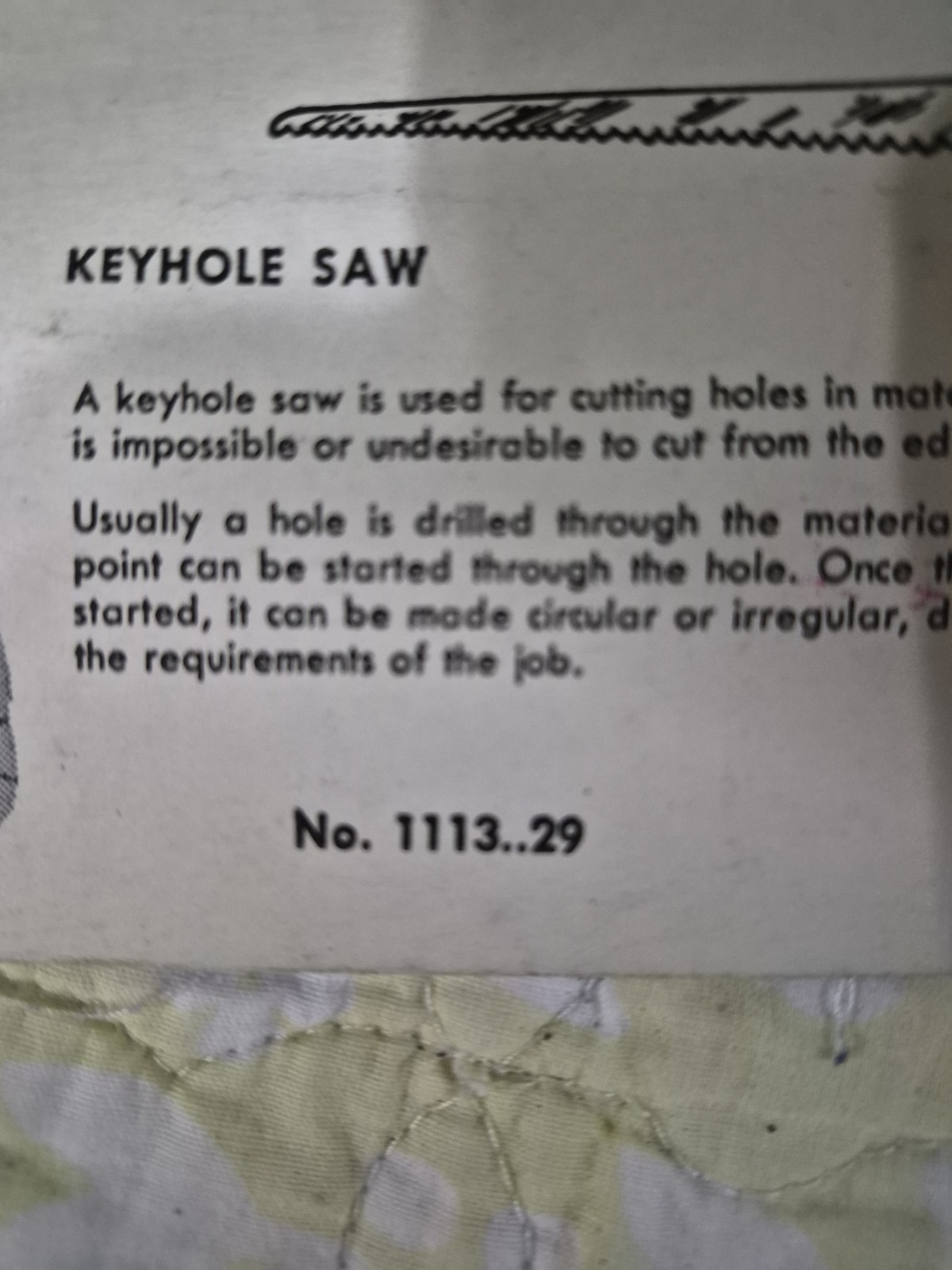 Marx 1950s Pocketools Keyhole Saw No.1113..29 New