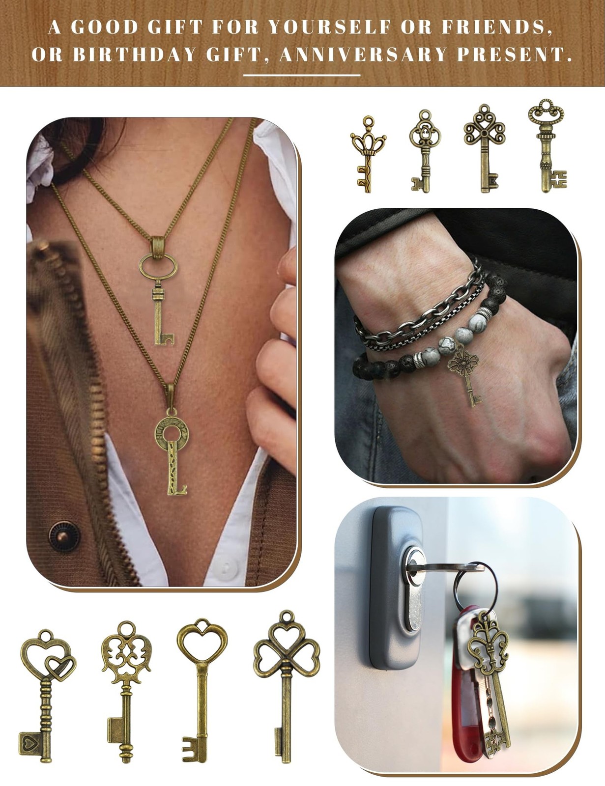 Vintage Skeleton Keys 100PCS Antique Bronze Bulk Old Style Craft Decor Set USNew