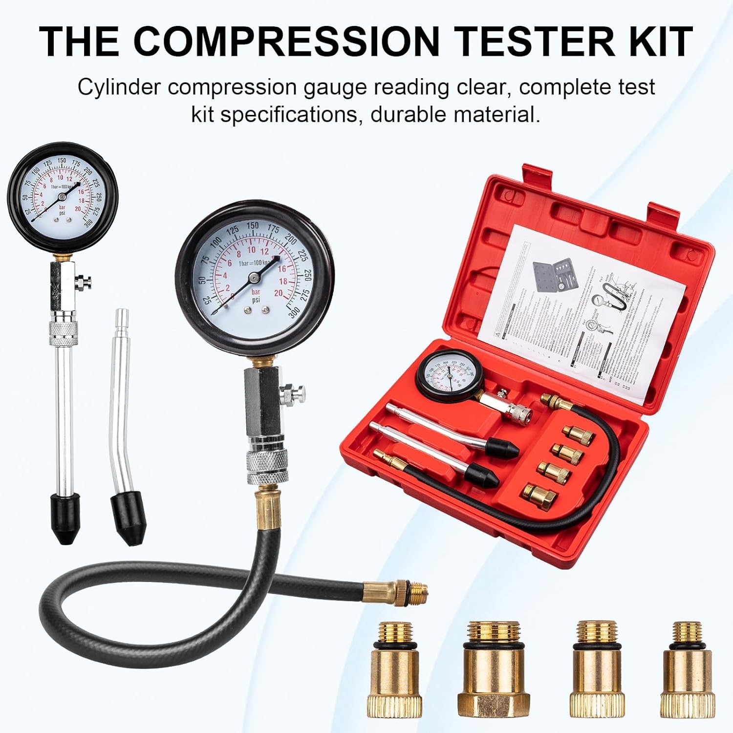 Petrol Engine Cylinder Compression Tester Kit 8pcs Small Engine Compression