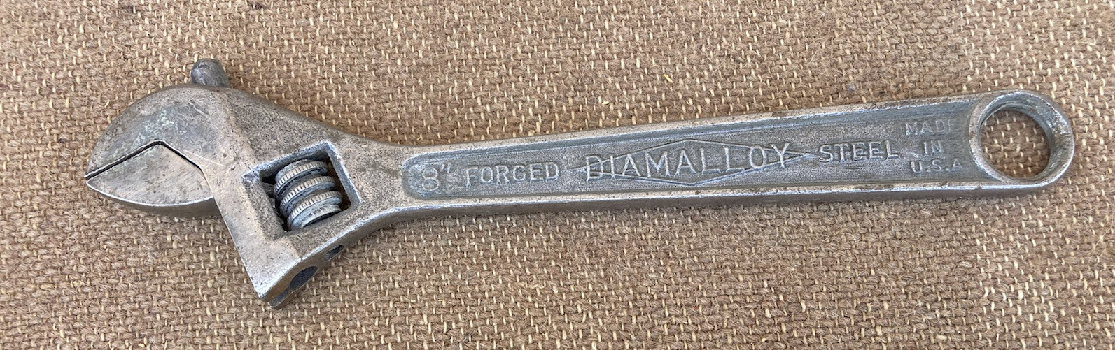 Vintage Diamond Caulk & Horseshoe Co 8” Adjustable Wrench DIAMALLOY USA