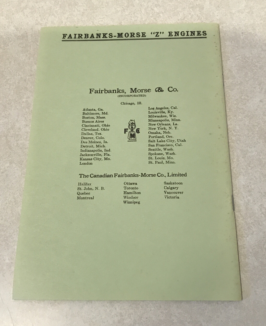 1919 FAIRBANKS-MORSE – GOVERNOR ENGINES – INSTRUCTIONS No. 2548A Manual Bosch