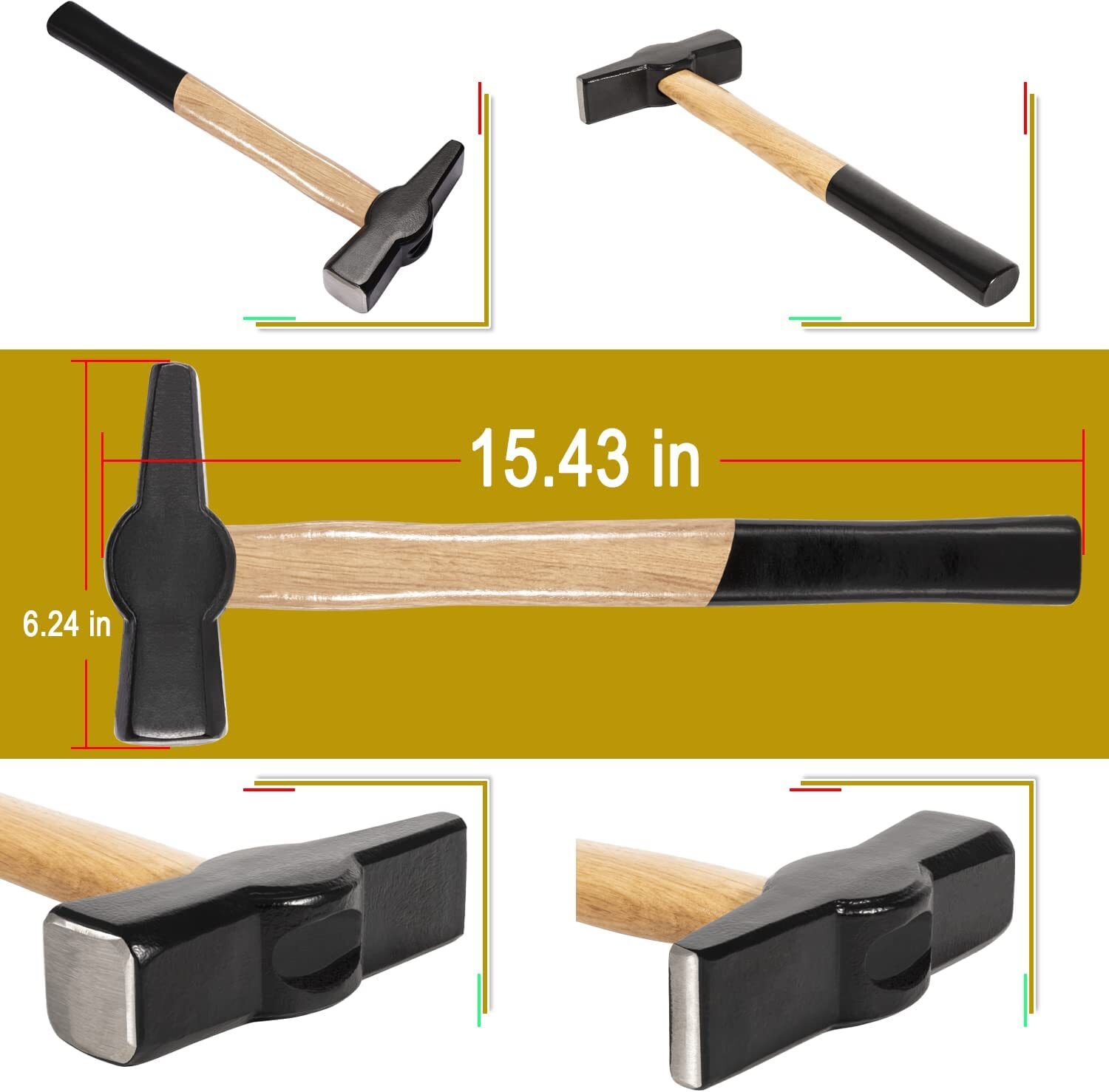 Professional 17” V-Bit Bolt Tongs & 1.5KG (3.3LB) Blacksmith Hammer Tool Set