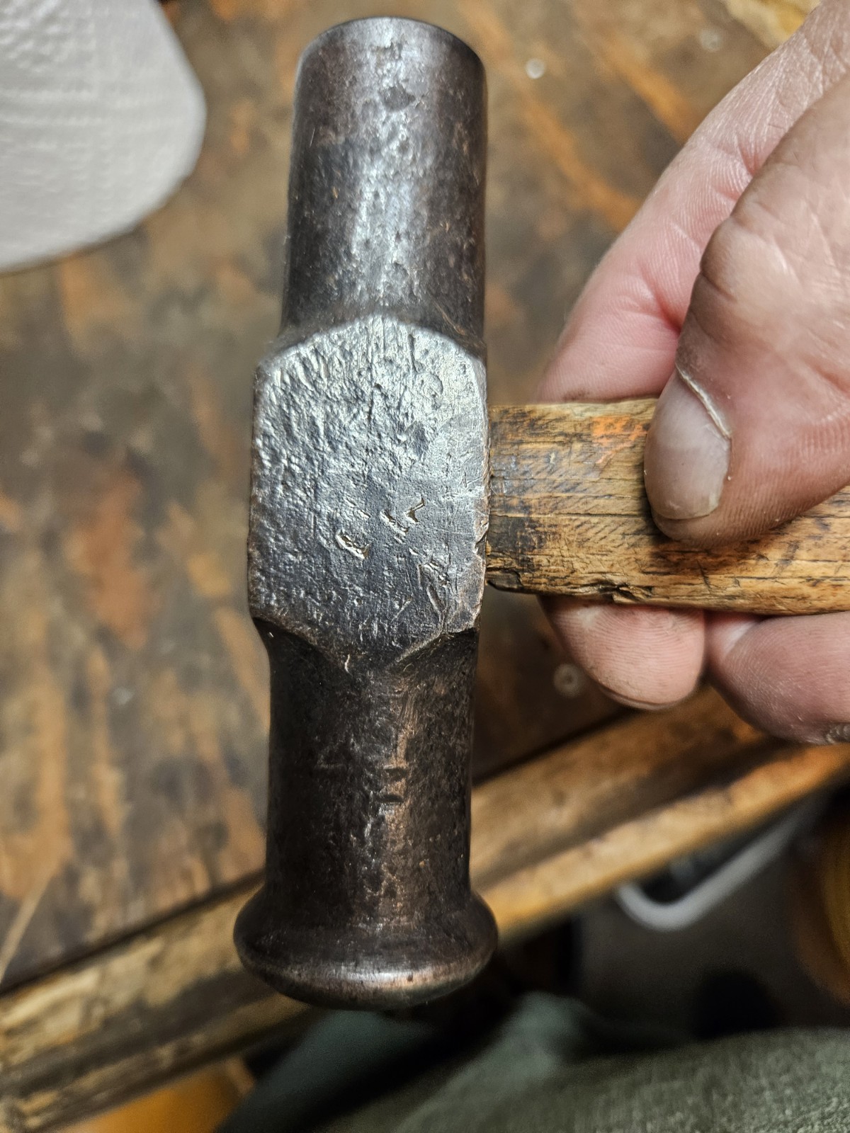 Antique RAISING HAMMER w/ORIGINAL HANDLE-TINSMITH-FORMING-PLANISHING-ANTIQUE