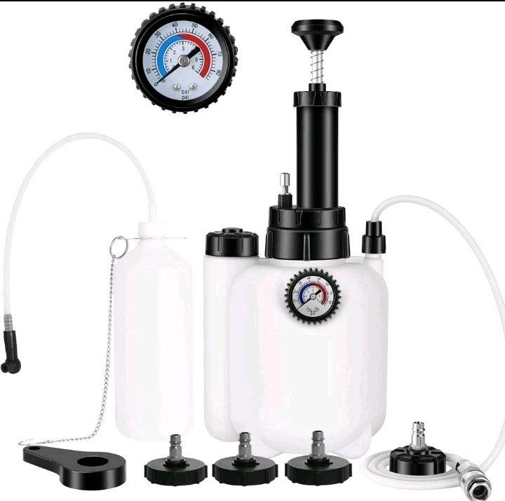 Brake Bleeder Kit with 3L Pressure Pump, 1L Waste Bottle & 4 Upgraded Adapters,