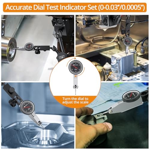 0-0.03″/0.0005″ Dial Test Indicator with Mini-132lbs/60kg Tensile Force Black