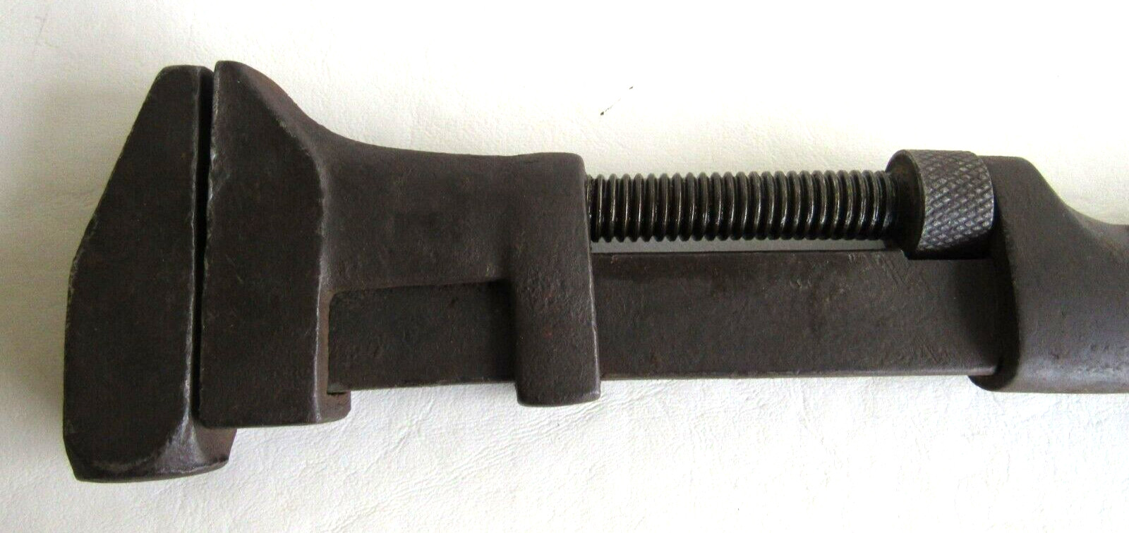 Vintage FULTON Adjustable Pipe Wrench, 12 Inches Long. Wood Handle