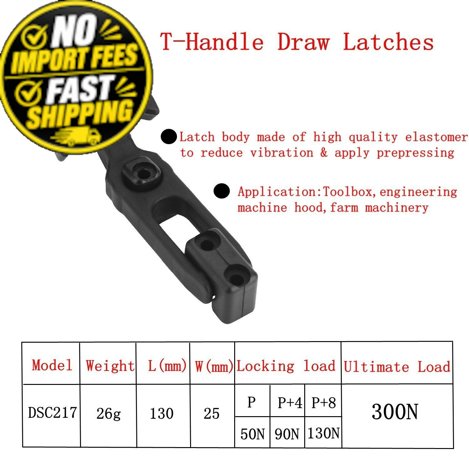 Creatyi 4 PCS Rubber Flexible T-Handle Draw Latches,for Tool Box,Cooler,…