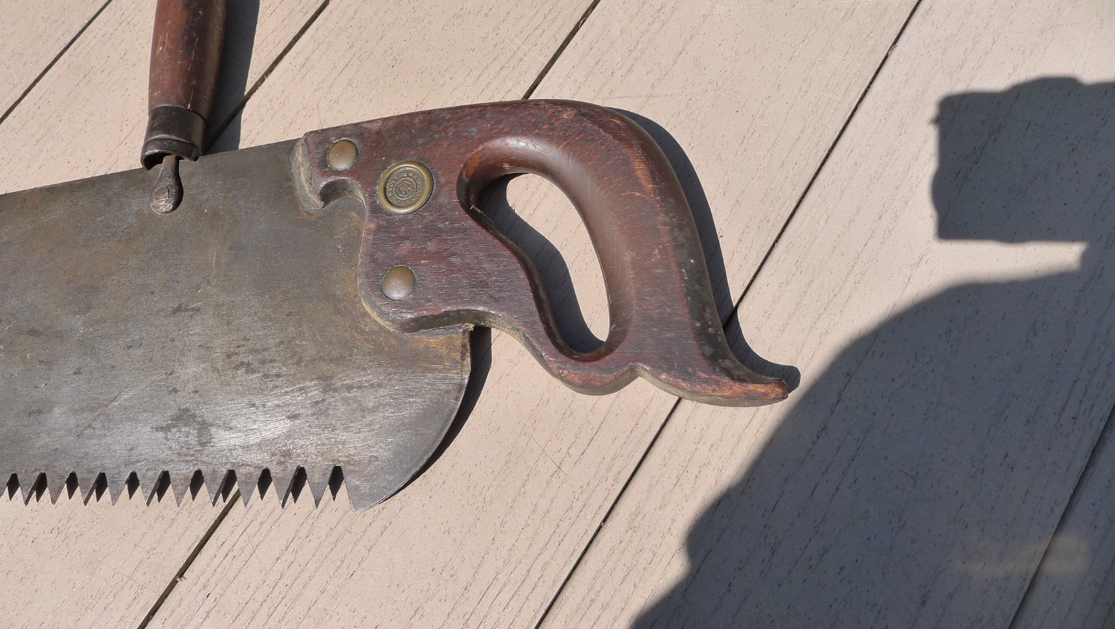 ANTIQUE H DISSTON & SONS LOGGING SAW, 36″ W PLATE, CAST STEEL