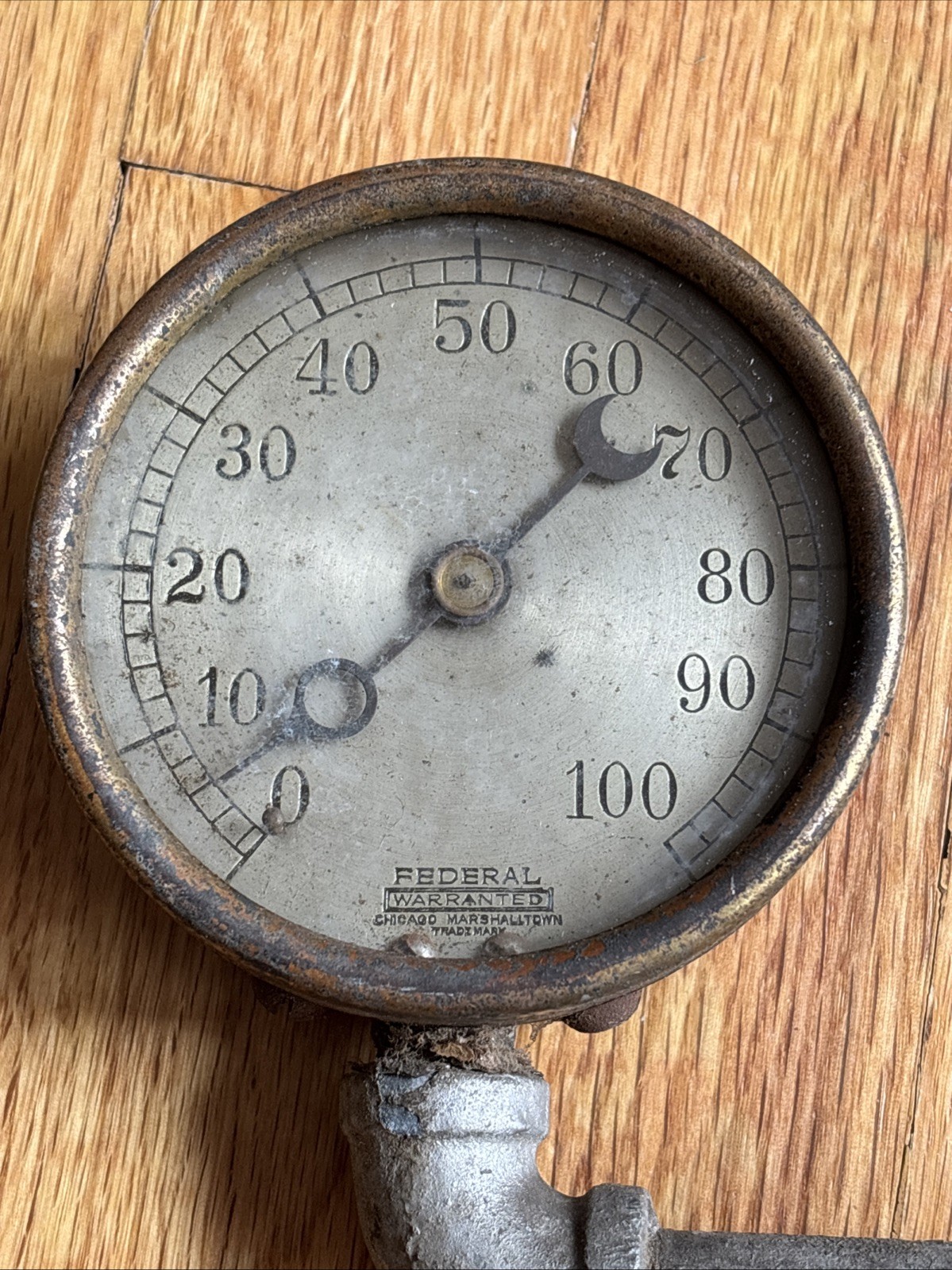 Vintage Federal Warranted Chicago Marshalltown 100psi Steam Pressure Gauge