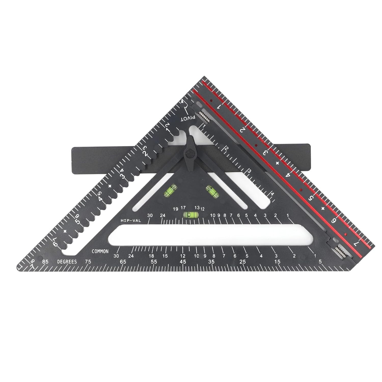 Folding Square Rafter with Level, Advanced Carpenter Square, Jig Black