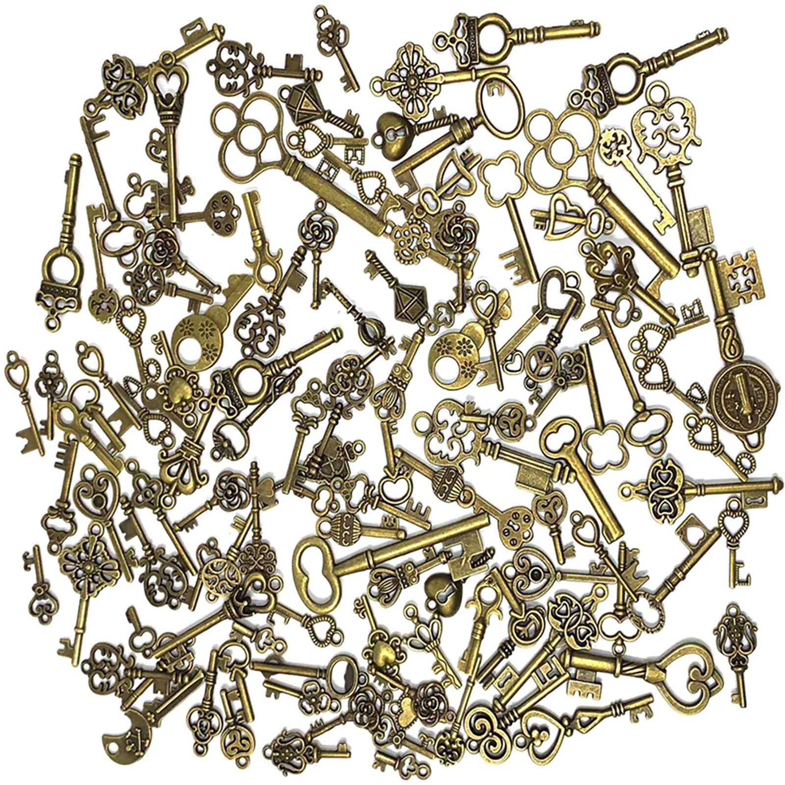 125Pcs/Set Vintage Style Antique Skeleton Furniture Cabinet Old Lock Keys Deco