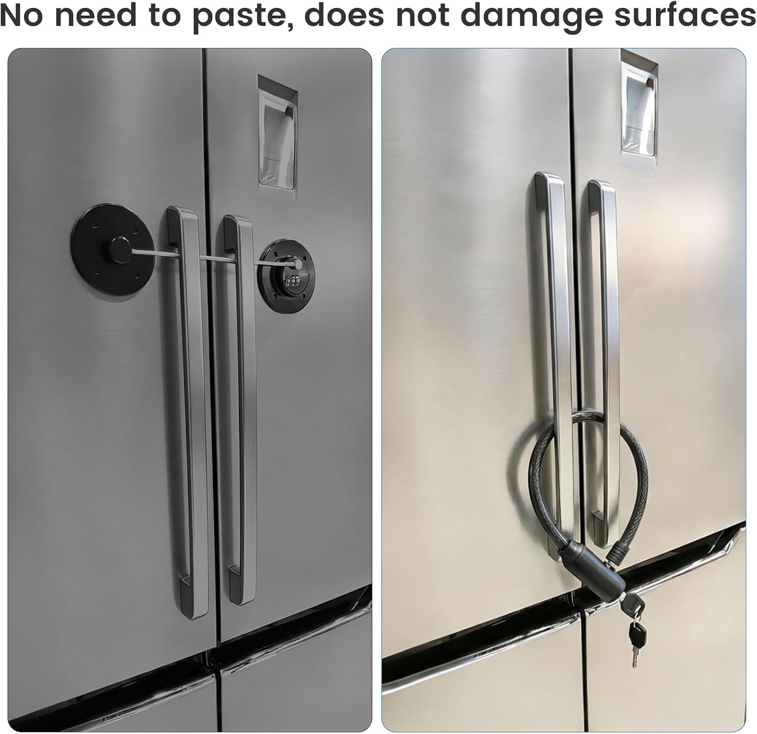 15.7” Locks for Cabinets with Key, 0.31-Inch Thick Braided Steel Cable Refriger
