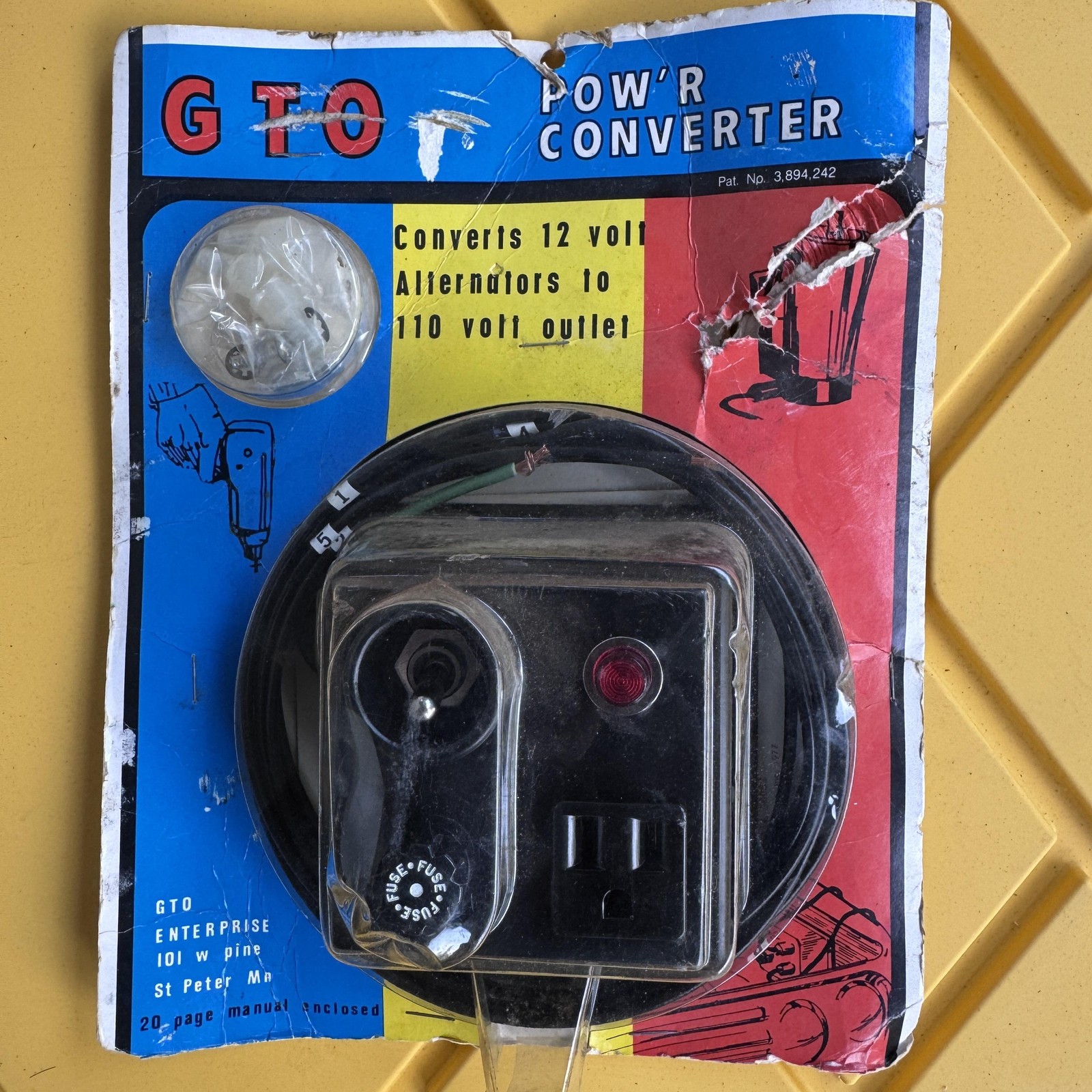 Vintage GTO Pow’r Converter 12V to 110V Outlet PC-12 Auto Marine Farm NOS Unused