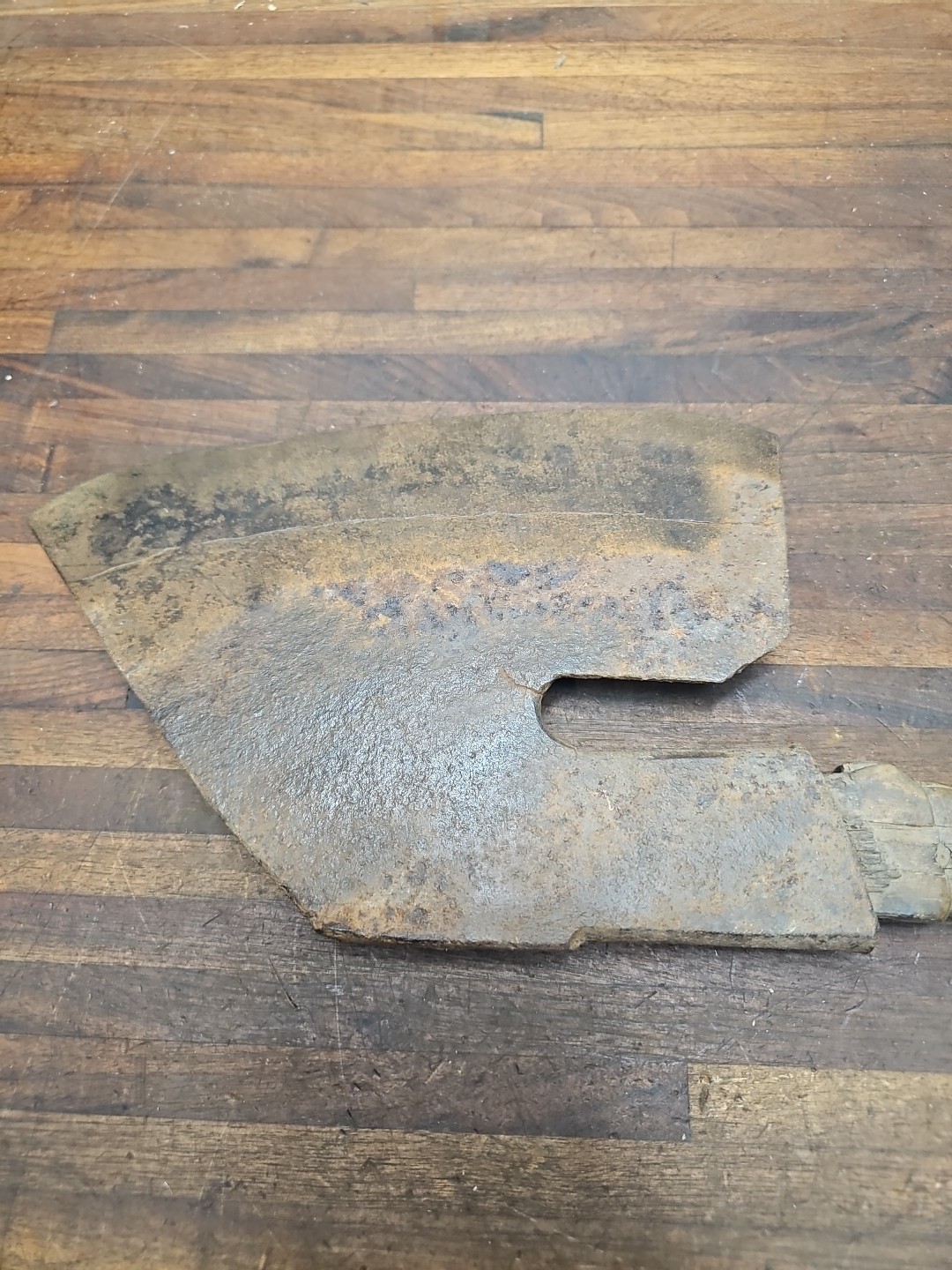 D18- Antique 1800s Pennsylvania goosewing axe Berks County? Marked but illegible