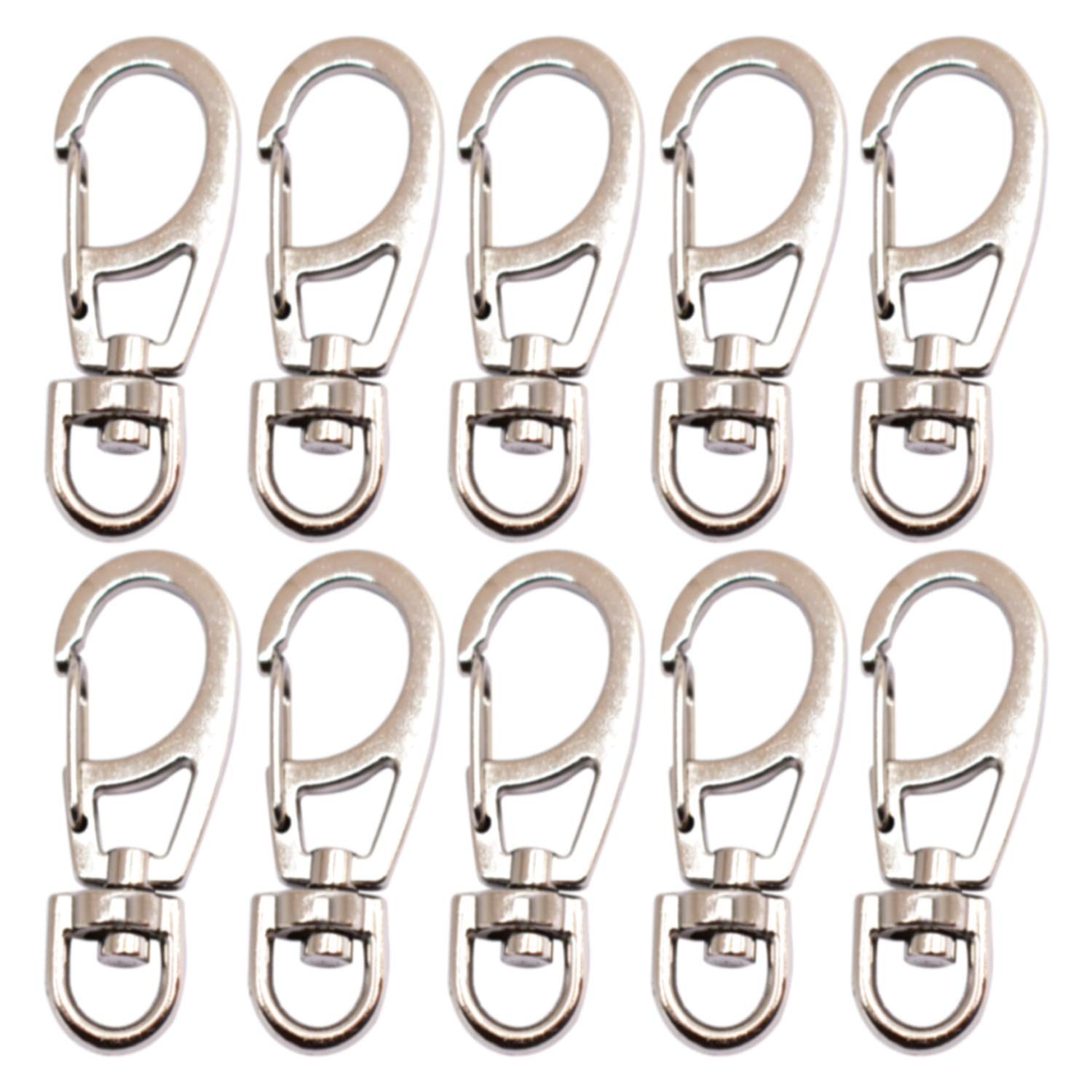 Bytiyar 10 PCS 1.65 inch Small Metal 10 pcs, 8mm(Rotating D-ring)_Silver
