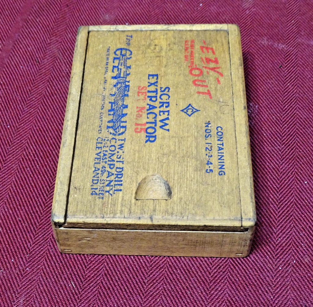 Cleveland Twist Drill Co. EZY-OUT Screw Extractor Set No. 15 With Wooden Box