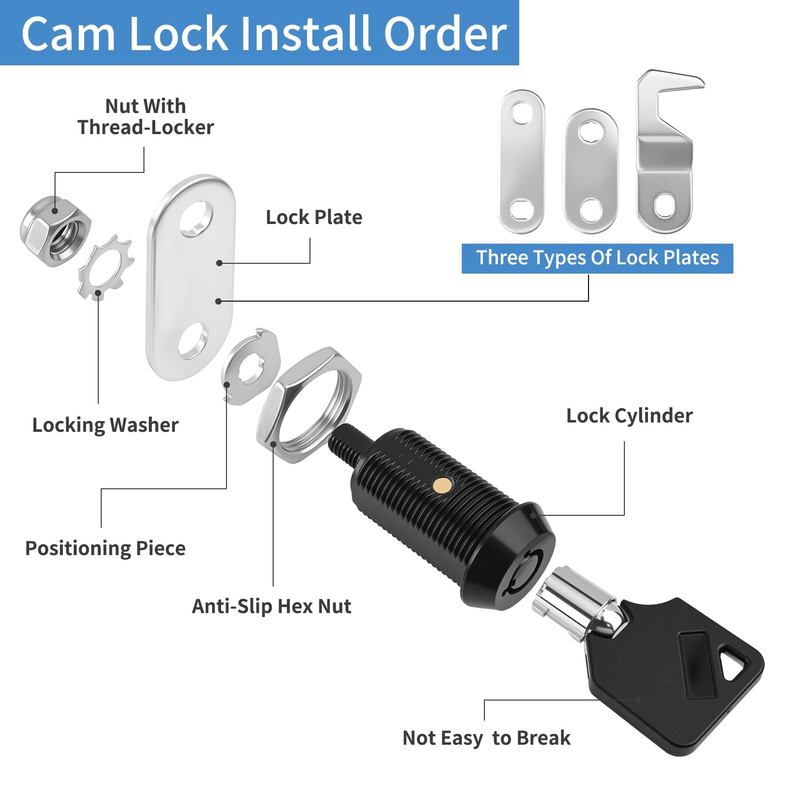 SUOLOCKI Black Toolbox Lock with Keys – Keyed Alike 1.02in, – 1 Pack