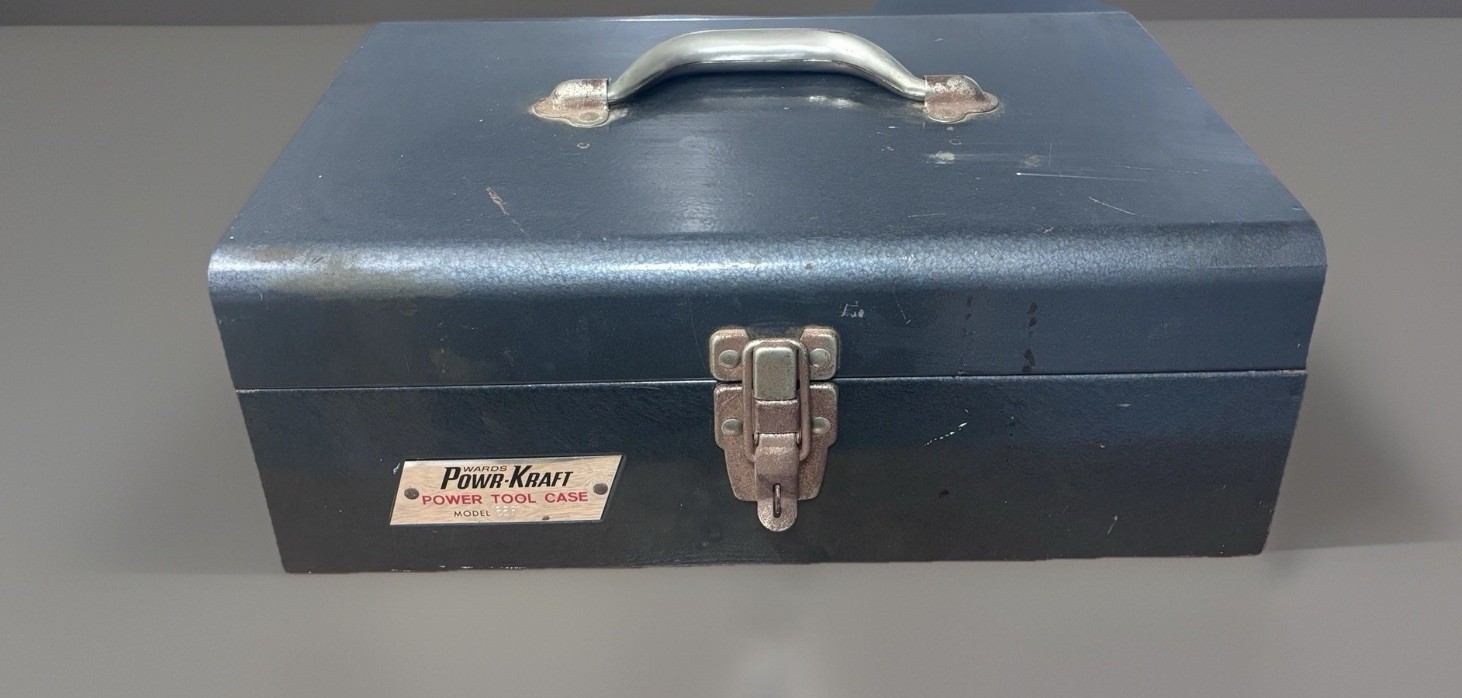 Vintage Powr-Kraft Montgomery Ward 3/8” Electric Drill TPC 9207A w/ Metal Case