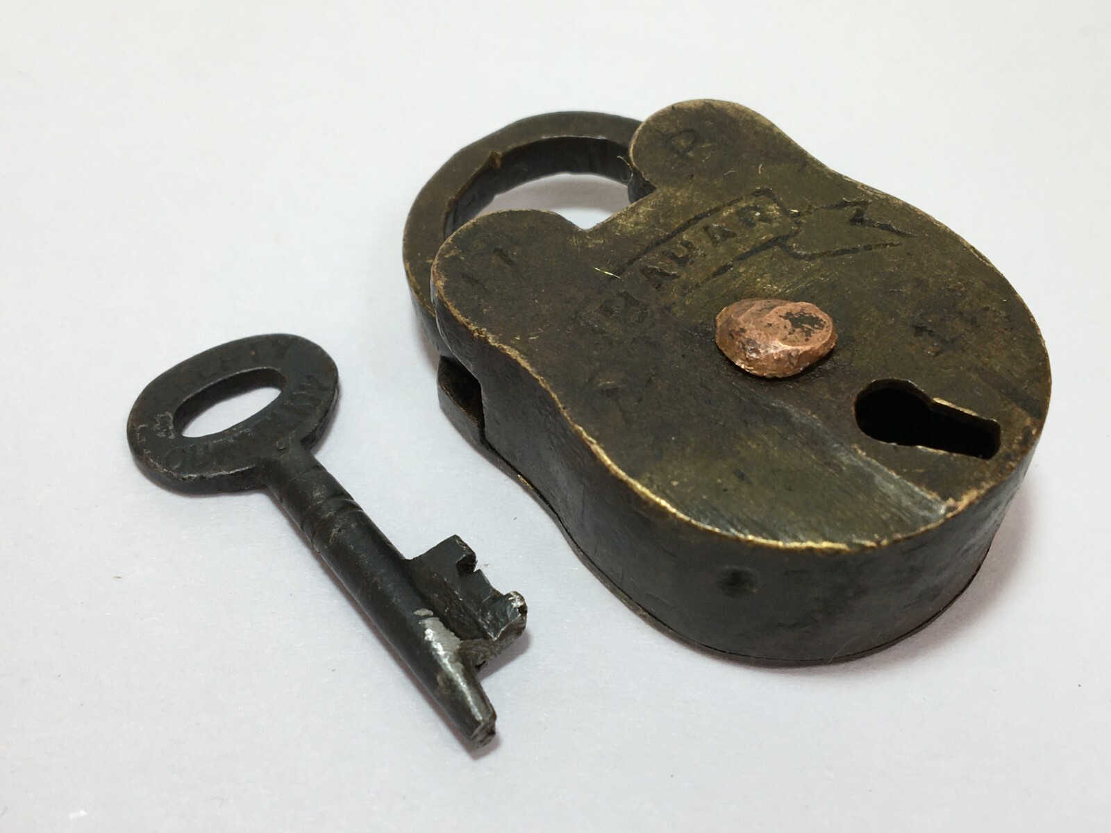 Old Vintage Lock Solid Brass Small Mini Padlock Strong Collectible Rear Bahar