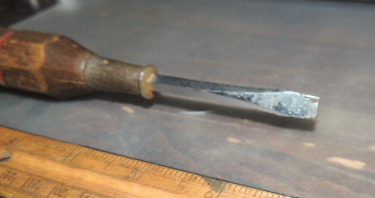 Vintage Proto Wood Handled SLOTTED FLAT Tip Screwdriver 9702, 2.5″ SQUARE SHANK
