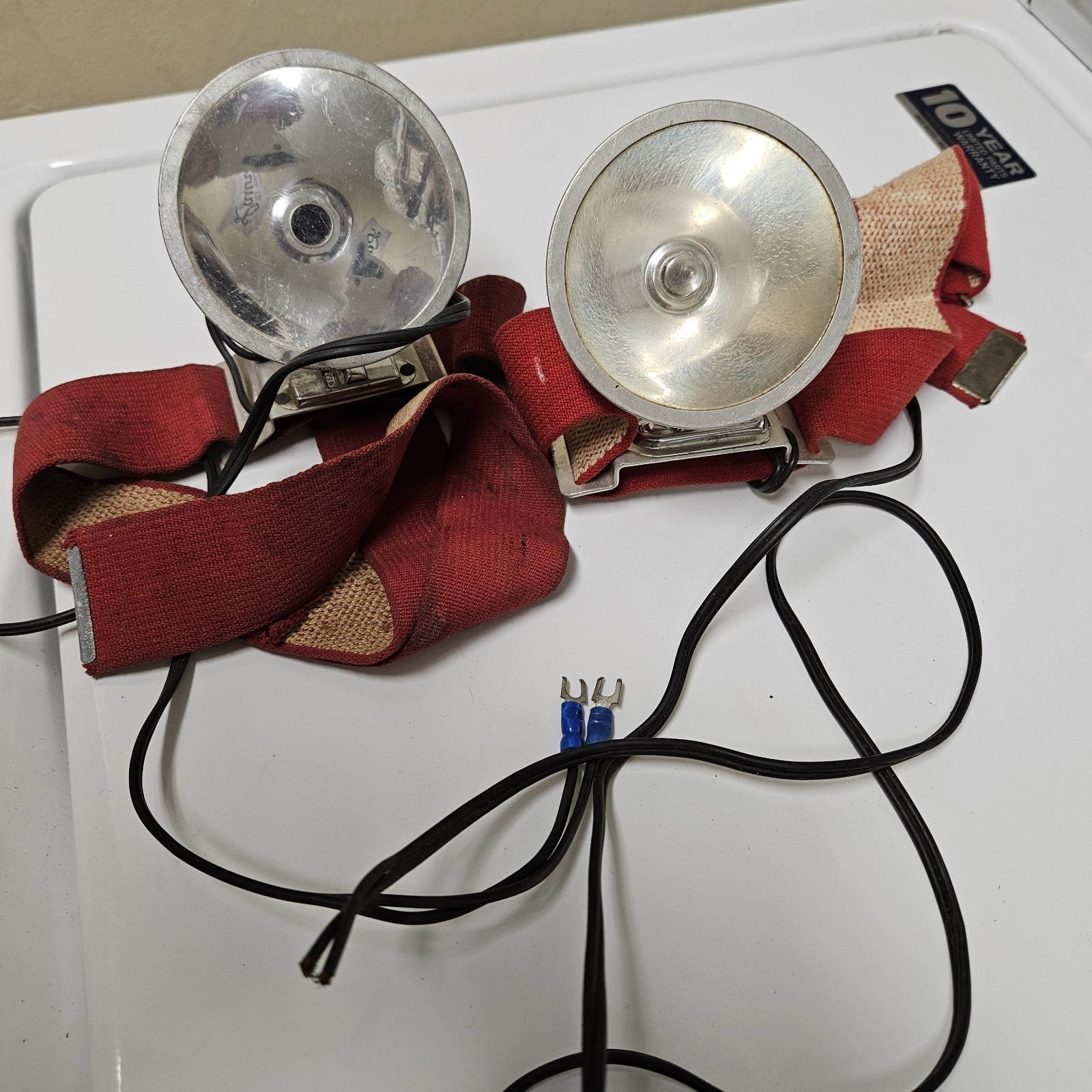 2 Vintage USA Head Lamps Minor Flashlight Light Old Collectible Ereready Burgess